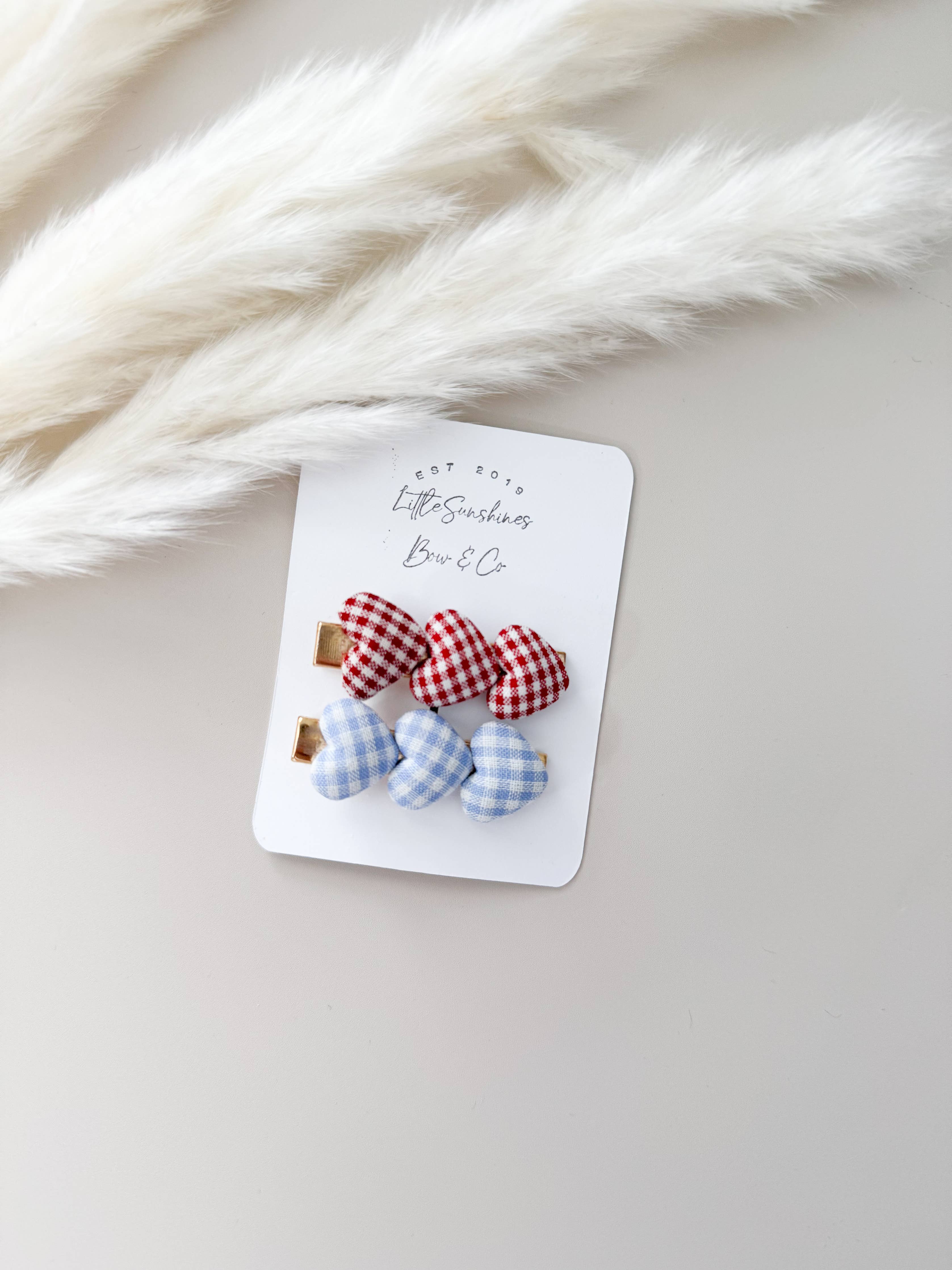 Plaid Hearts Hair Clips