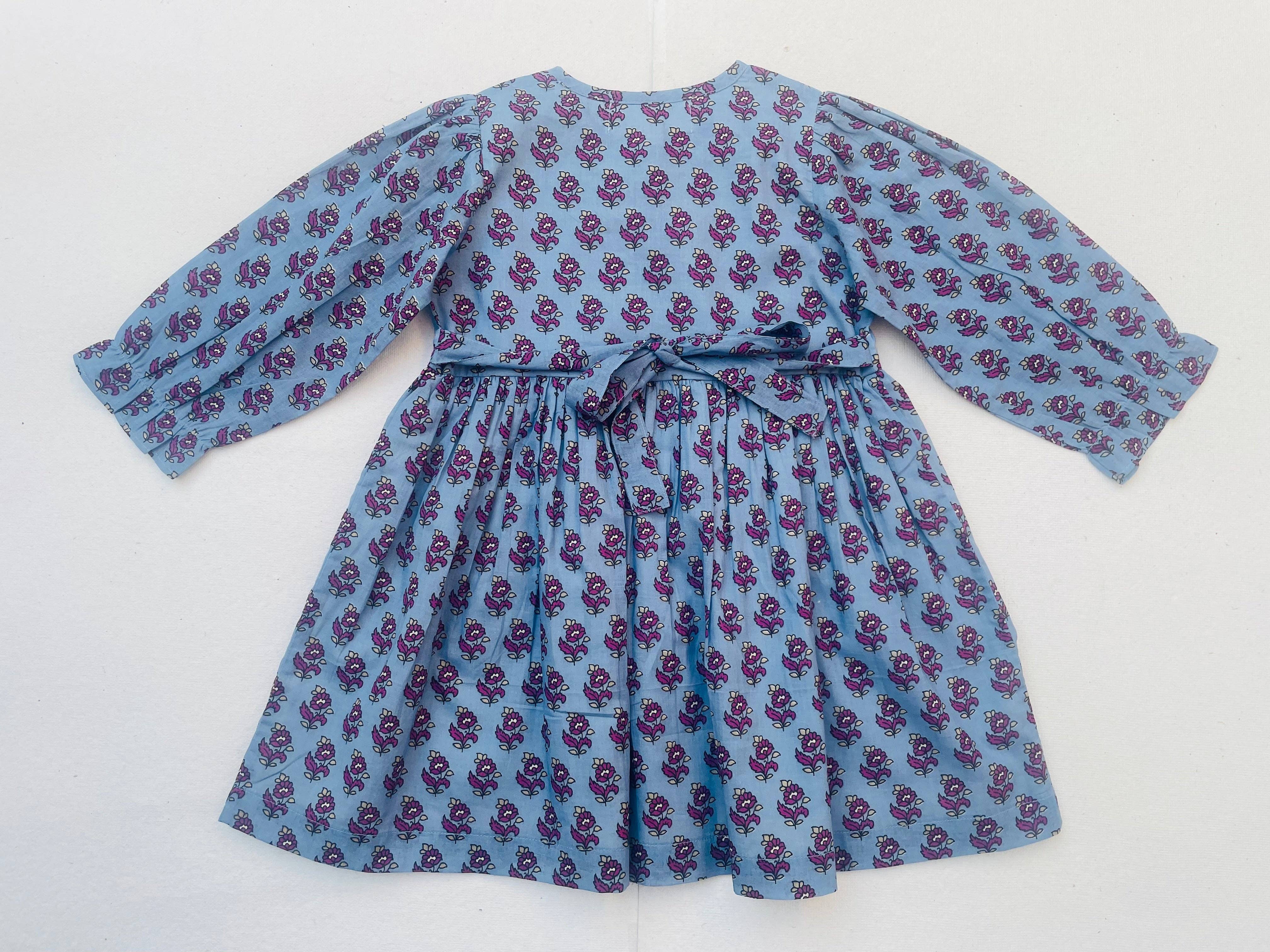 Pale Blue Hand Block Printed Dress