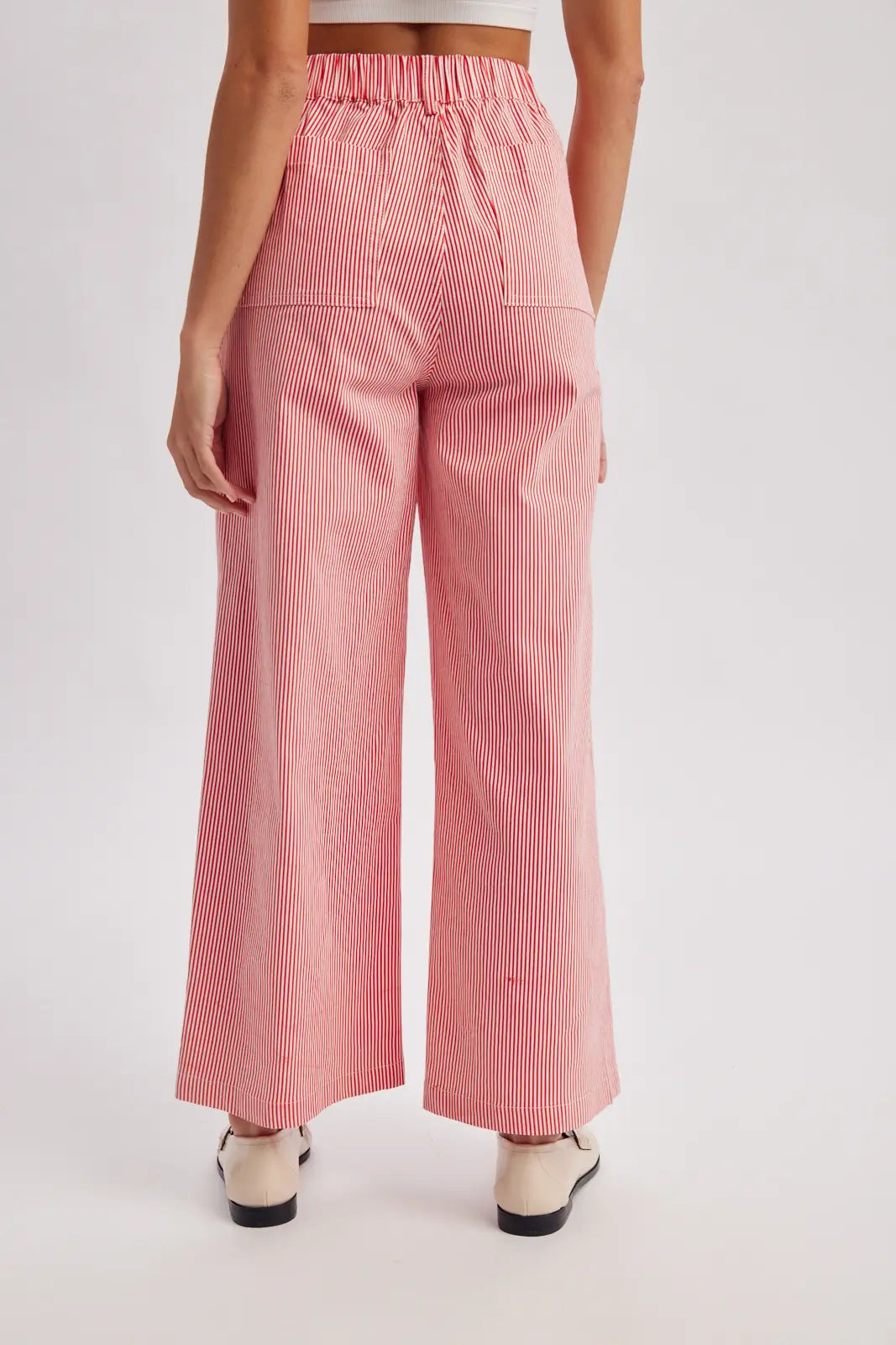 Striped Red Wide Leg Pants