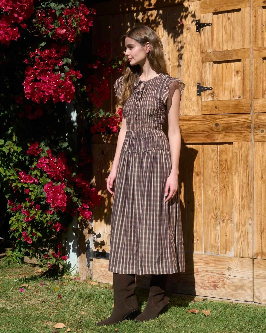 Hadley Plaid Midi Dress