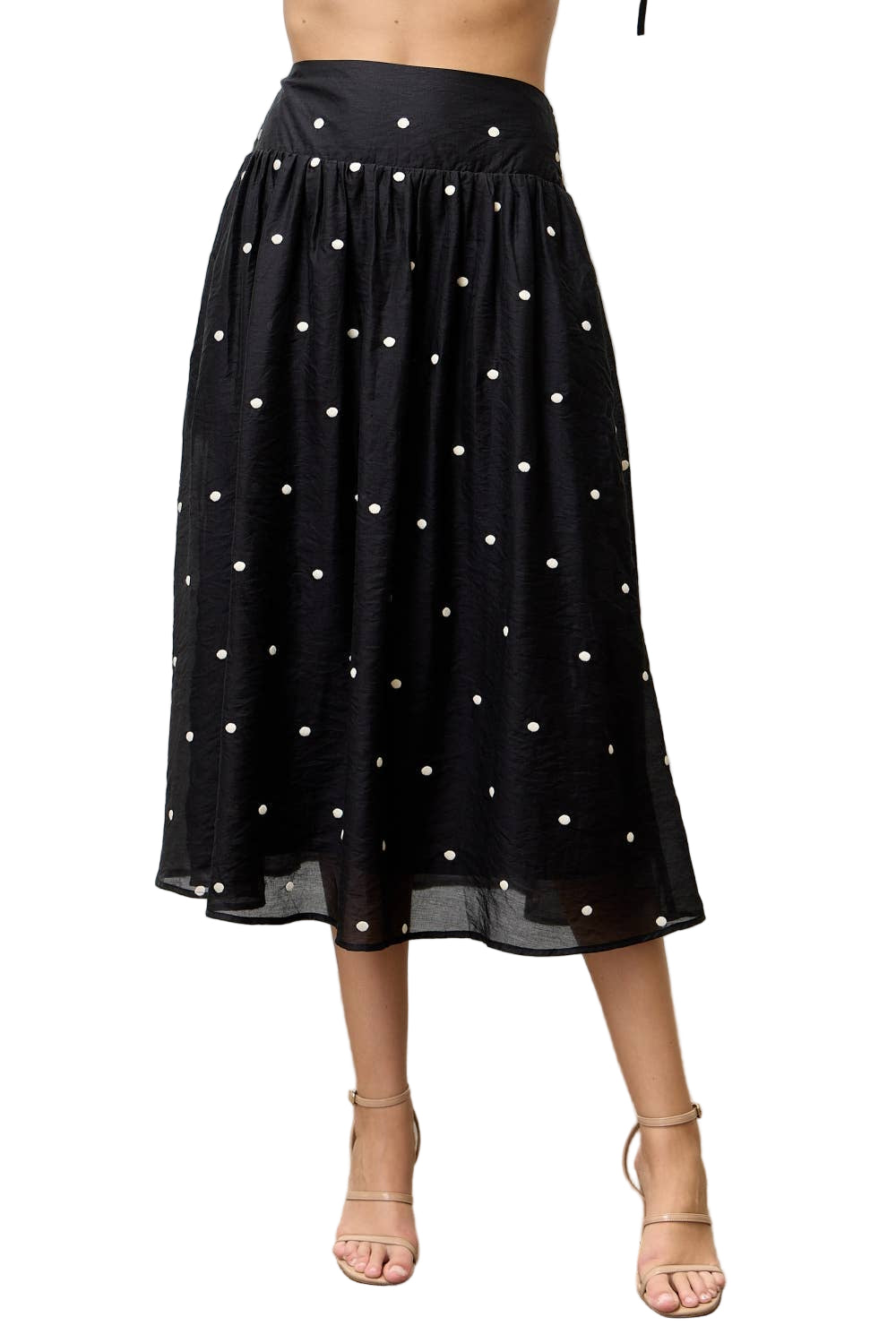 Embroidered Dot Midi Skirt