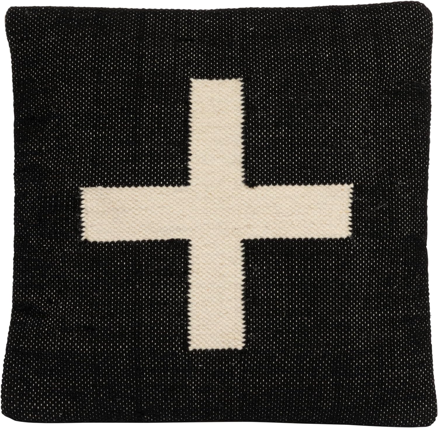 20" Wool Blend Pillow w/ Swiss Cross, Polyester Fill
