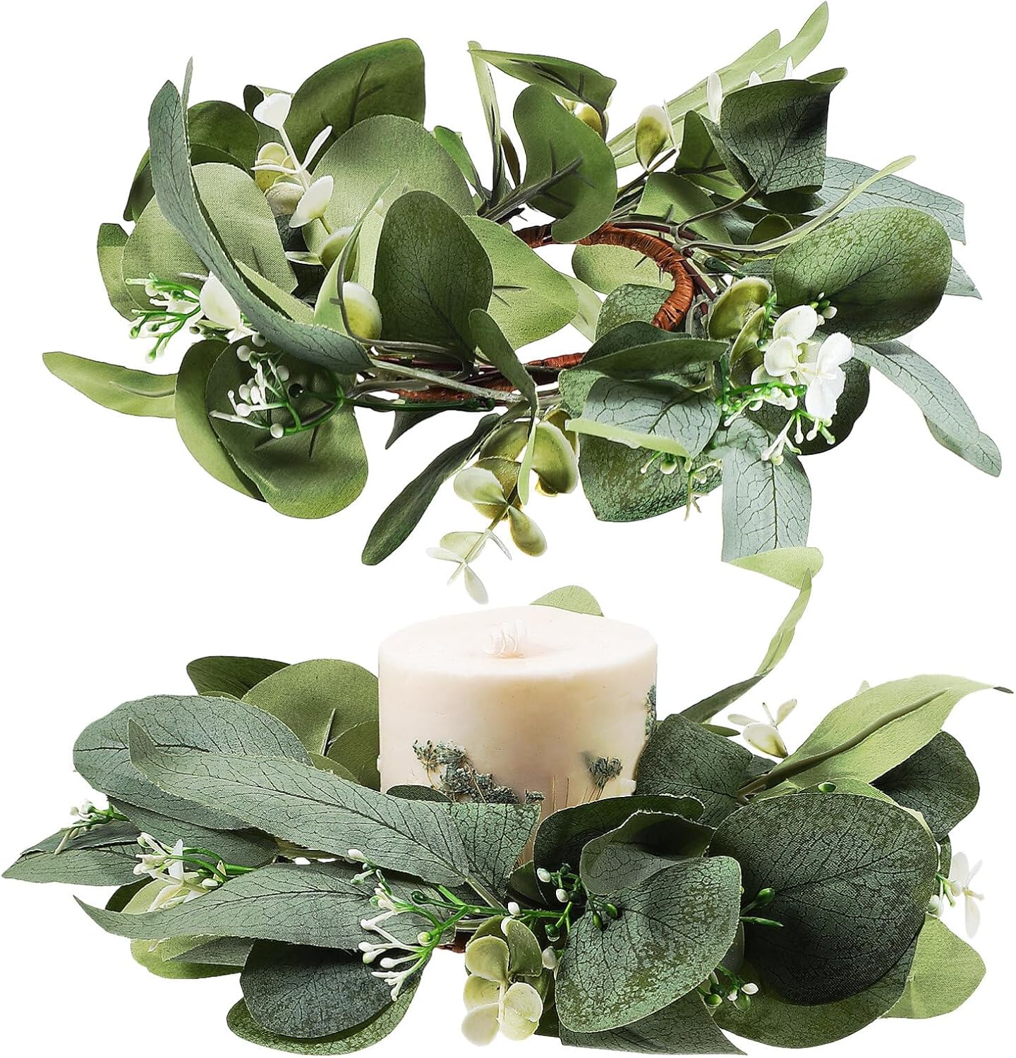 19" Mixed Eucalyptus Candle Ring/Wreath (6"Dia.)