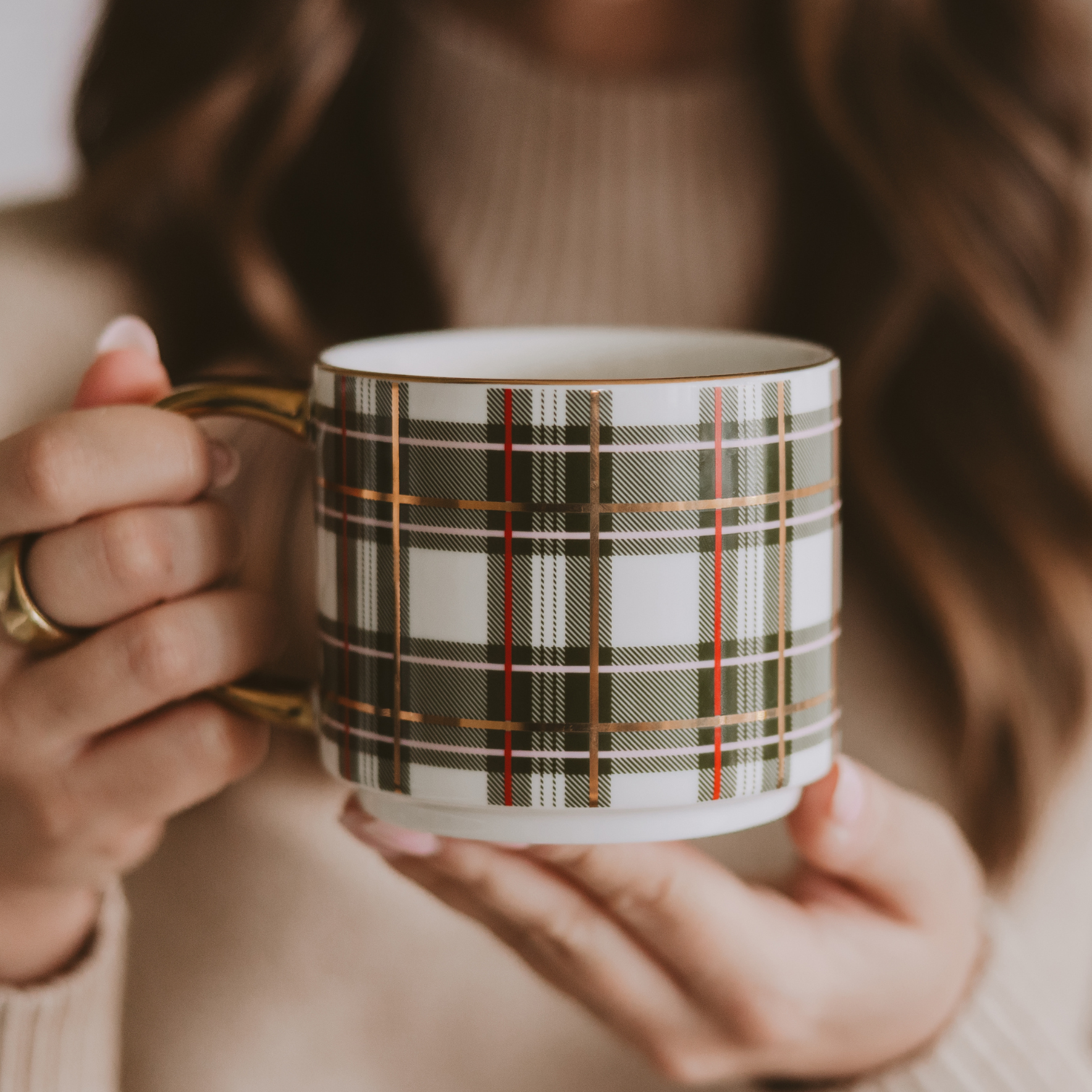 Green Plaid Coffee Mug