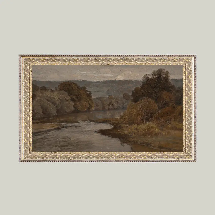 Autumn River Framed Antique Art