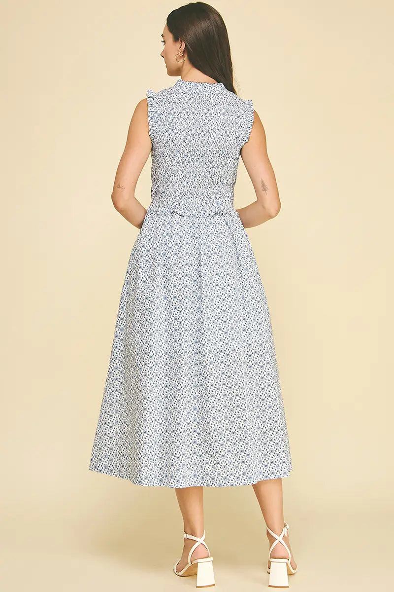 Floral Front-Tie Midi Dress