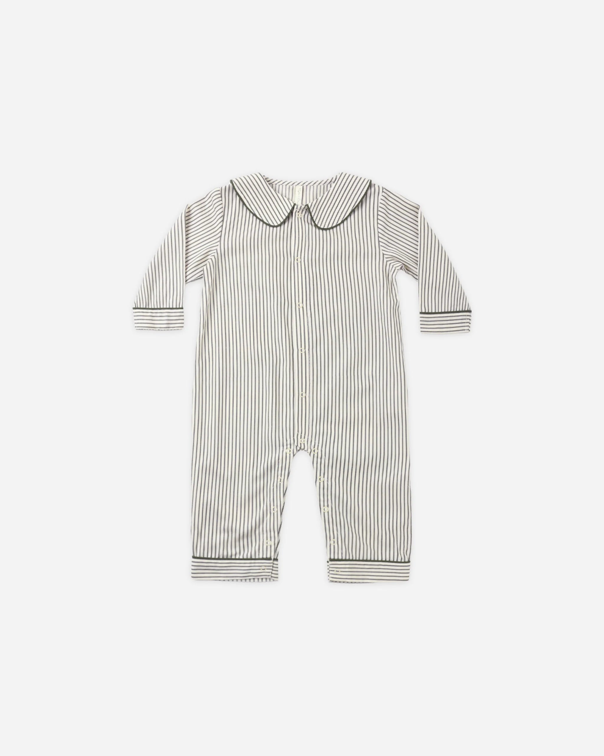 Pajama Romper Evergreen Stripe