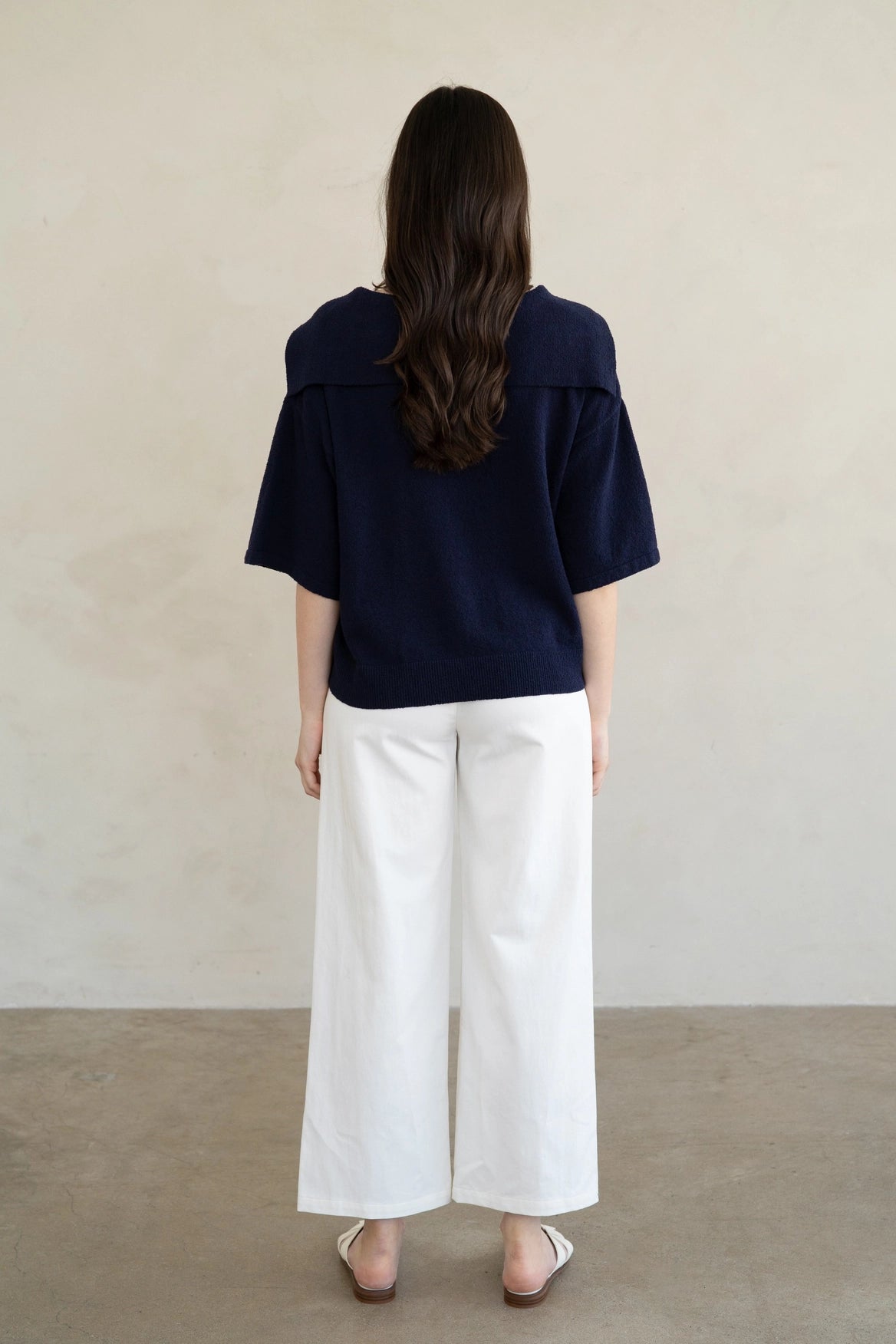 Wide Open Collar Knit Top