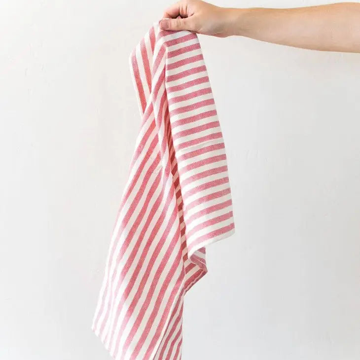 Red French Striped Dish Towel