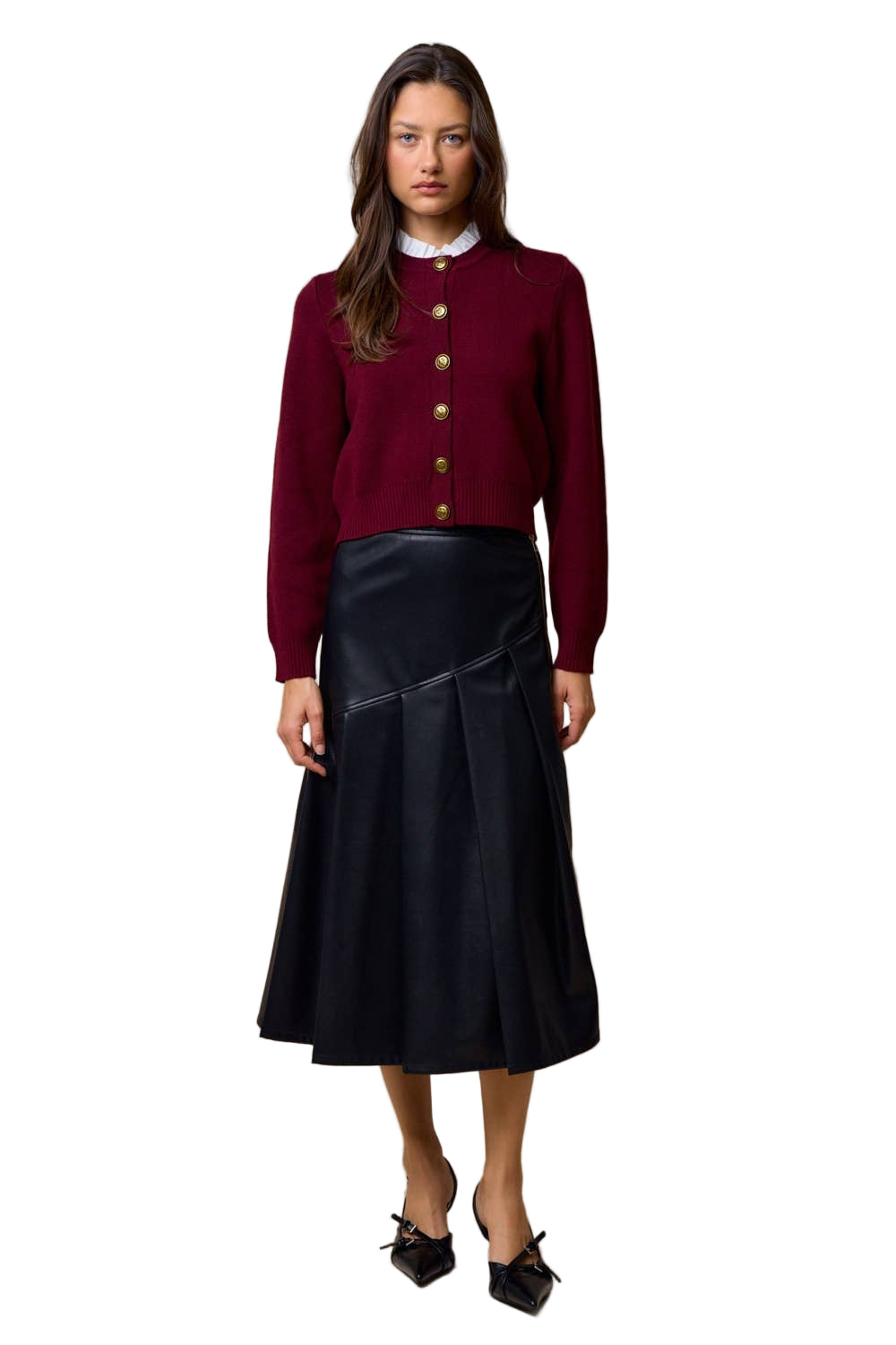 Button Down Cardigan Top with Gold Buttons