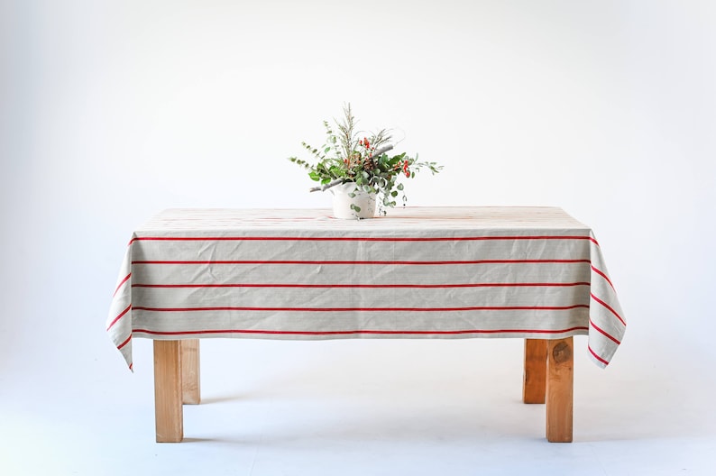 Red Striped Tablecloth 60" x 90"