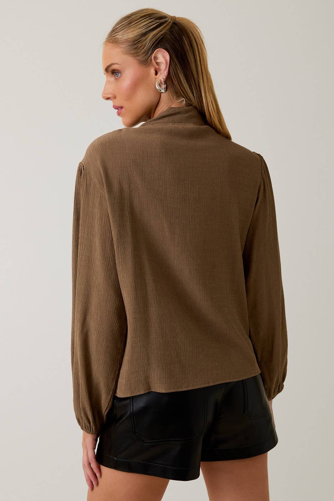 Long Sleeve Neck Tie Blouse Coco