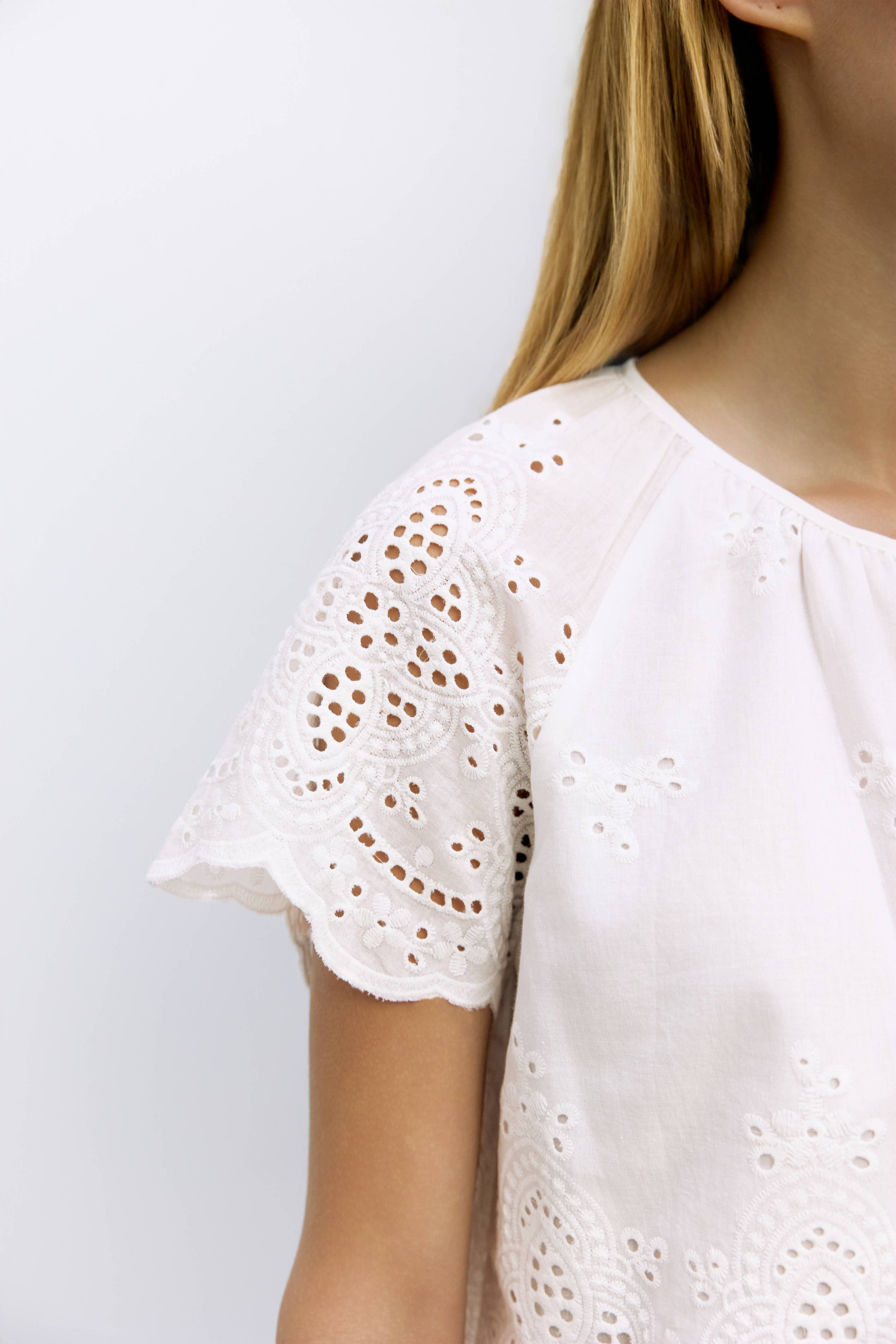 The Mariska Top | Embossed Scallop Edge Blouse