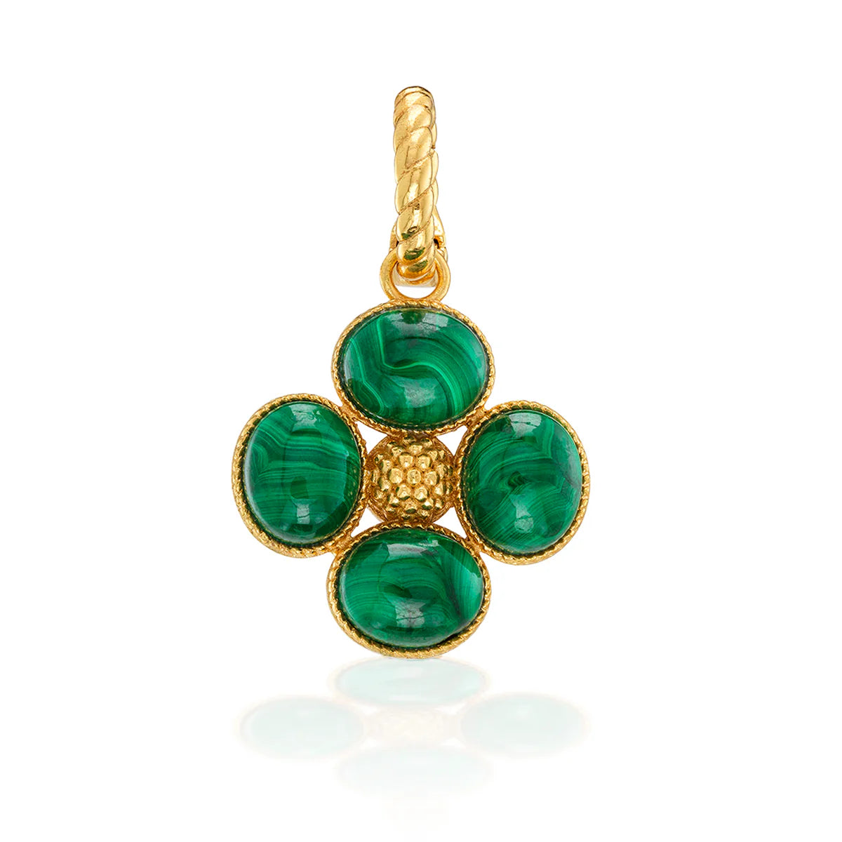 Berry Clover Double Sided Malachite Pendant