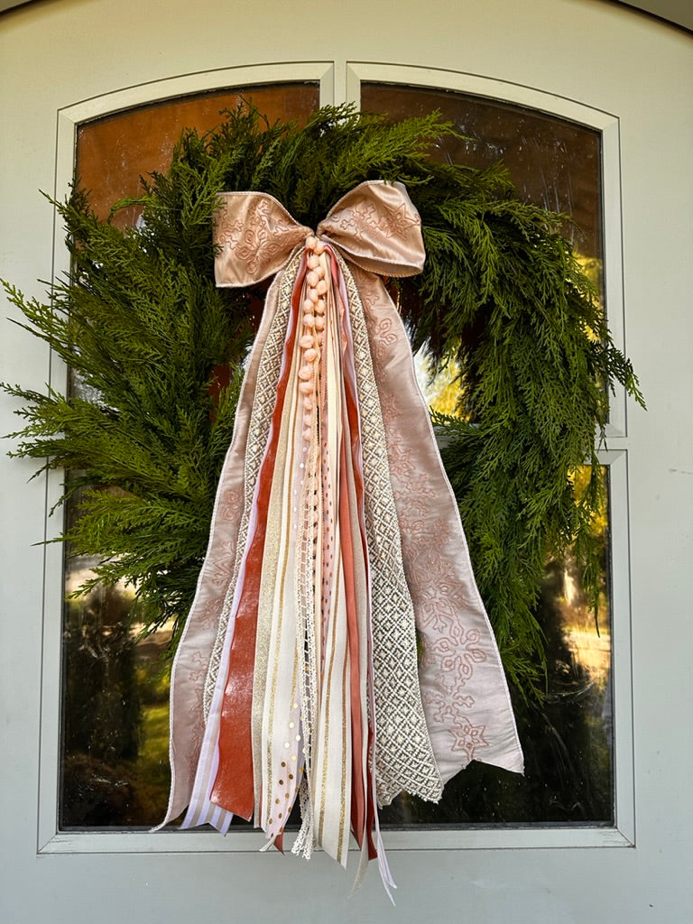 Luxe Collection- Blushing Snowflake Wreath Ribbon