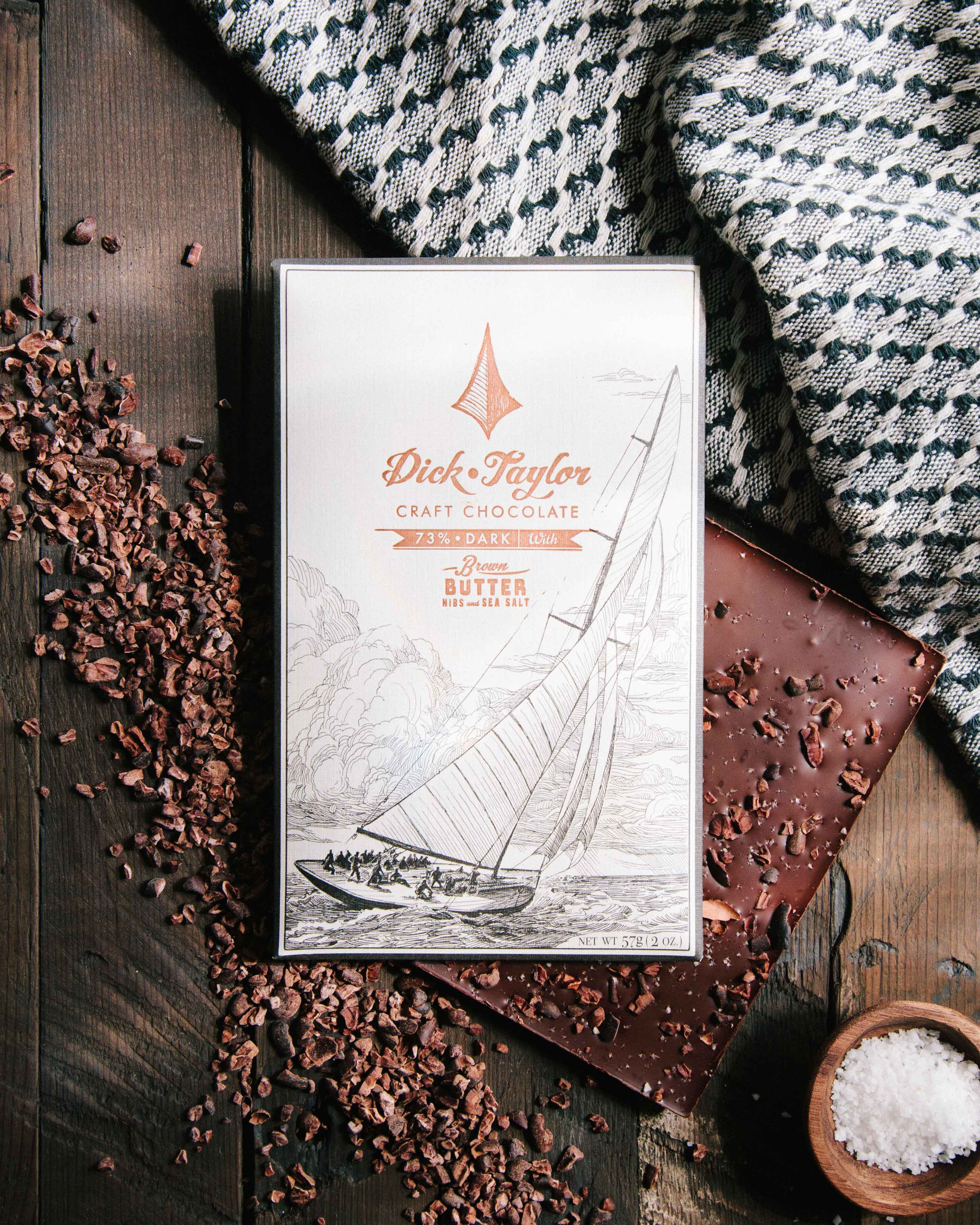 Brown Butter Nibs & Sea Salt 73% Dark Chocolate