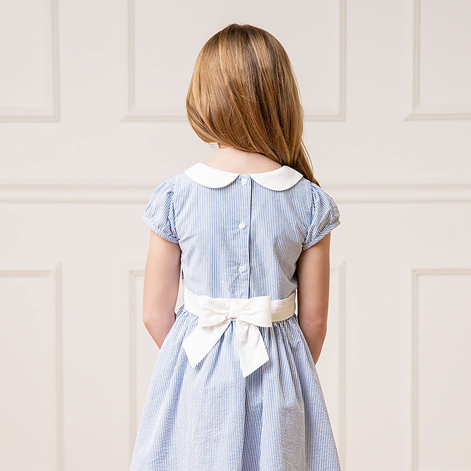 Seersucker Peter Pan Collar Dress