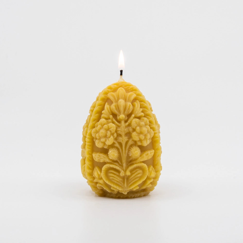 Carved Egg Beeswax Candle
