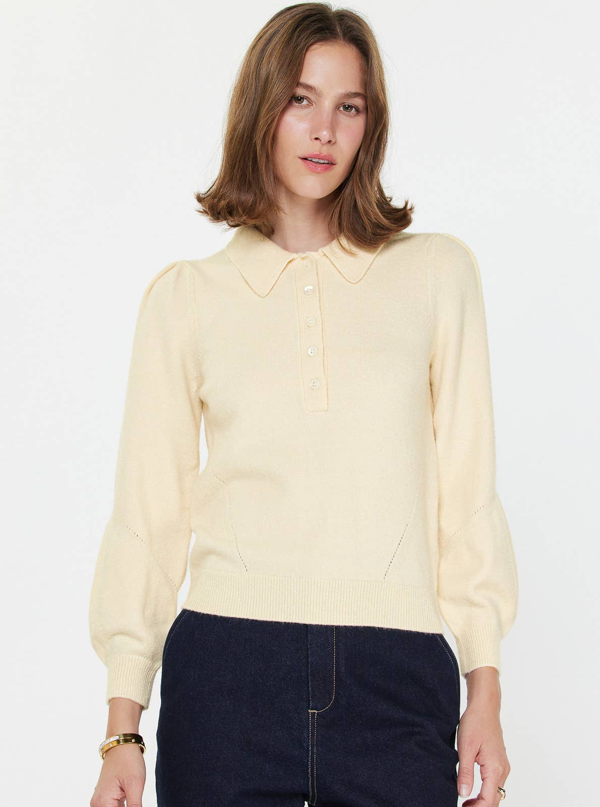 Ivory Polo Long Sleeve Sweater
