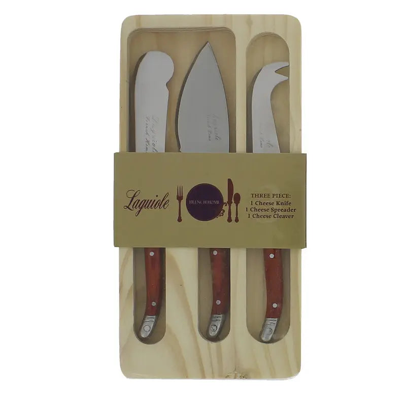 French Home Laguiole 3-Piece Pakkawood Cheese Knife Set