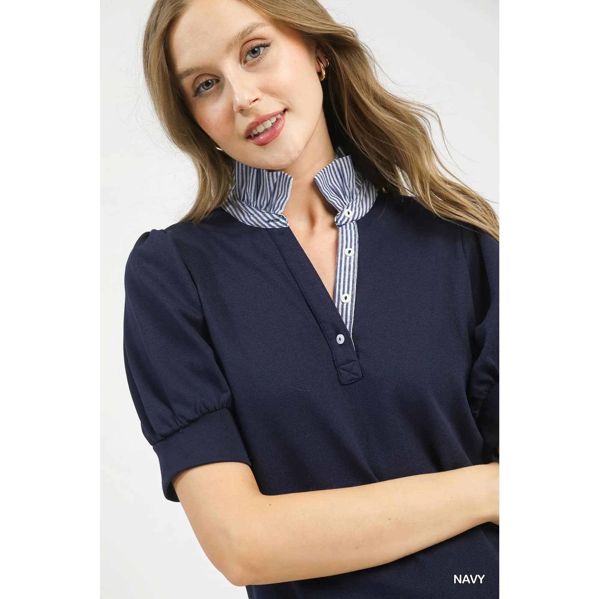 Jane High Ruffled Neck Top