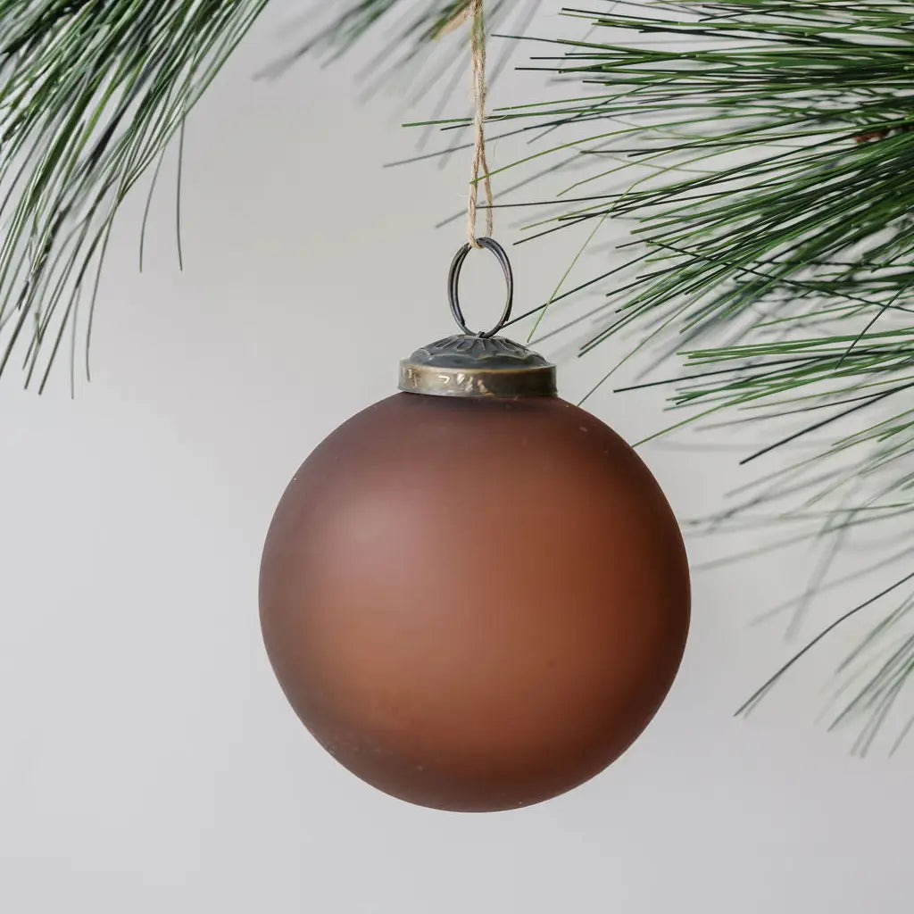 3" Frosted Cinnamon Glass Ornament