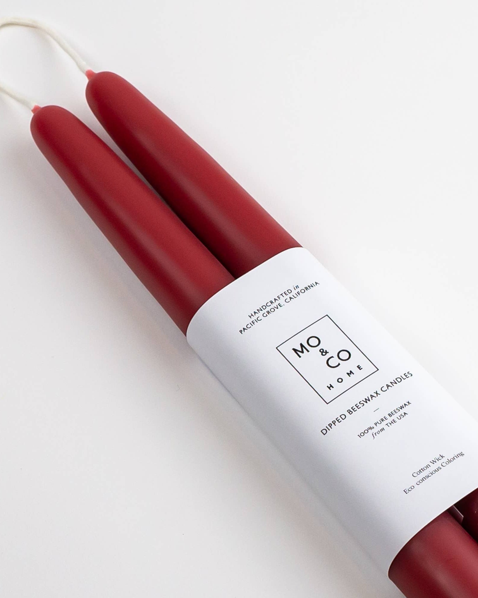 Beeswax Dipped Candles - Berry Red