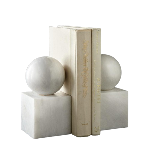 Apollo Collection Pearl White Marble Honed Finish Ball, Set of 2