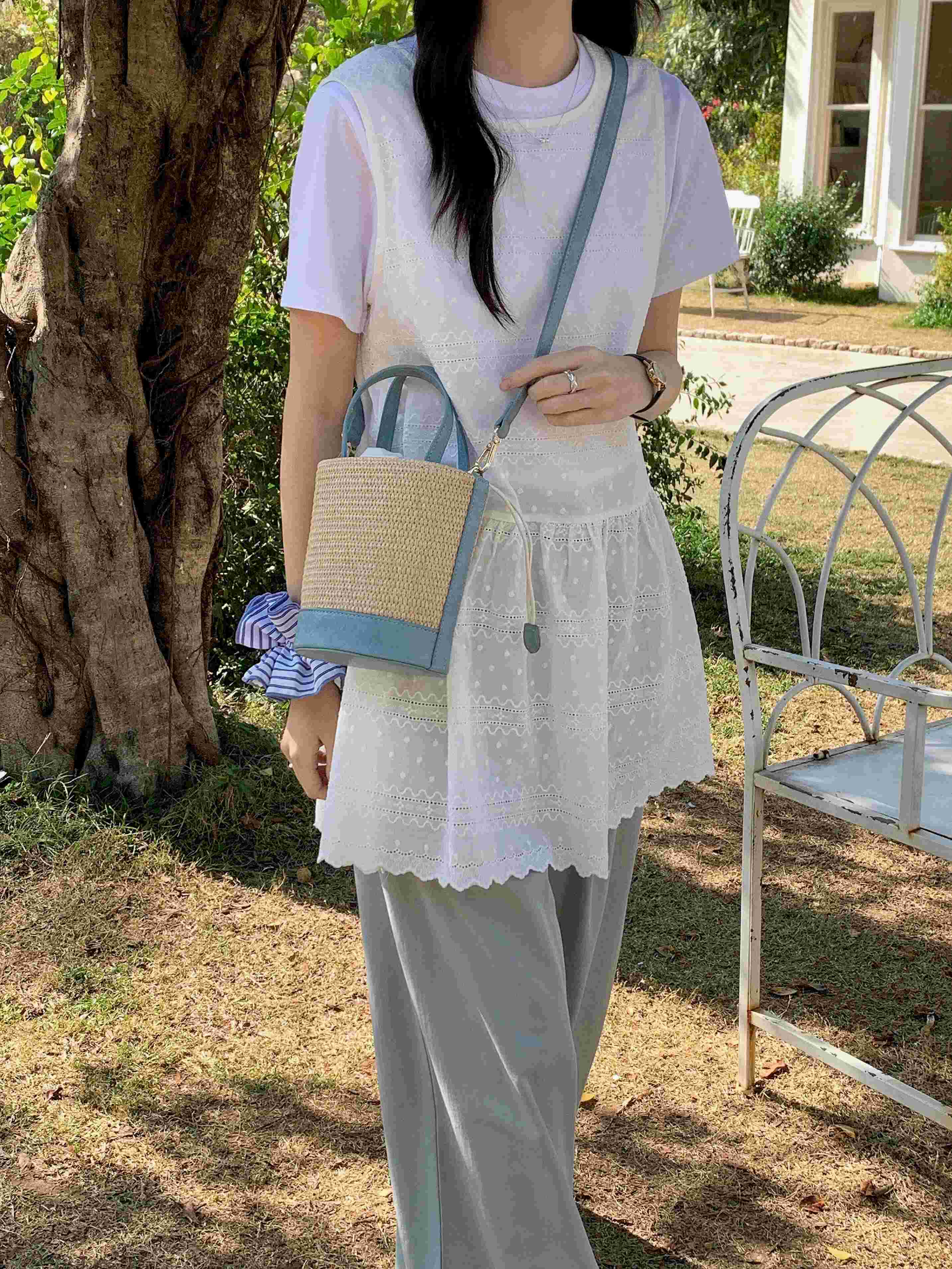 Straw Bucket Crossbody Bag