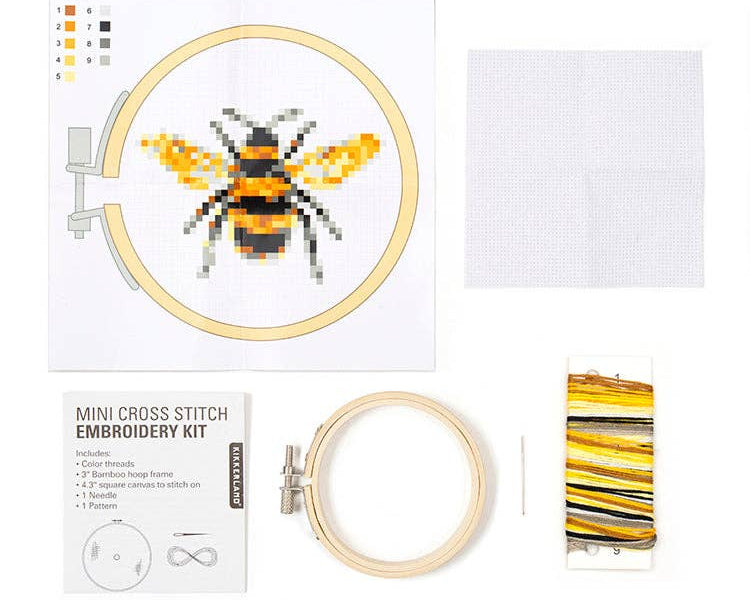 Bee Mini Cross Stitch Embroidery Kit