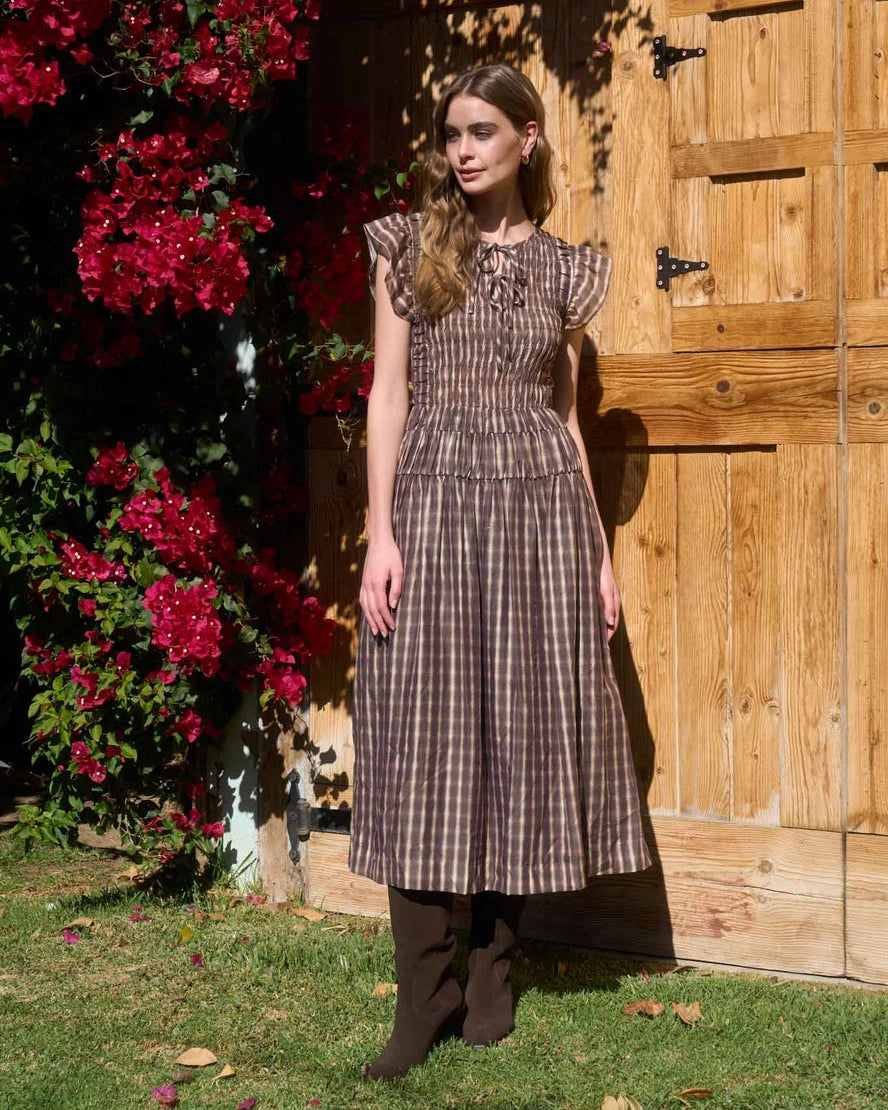 Hadley Plaid Midi Dress