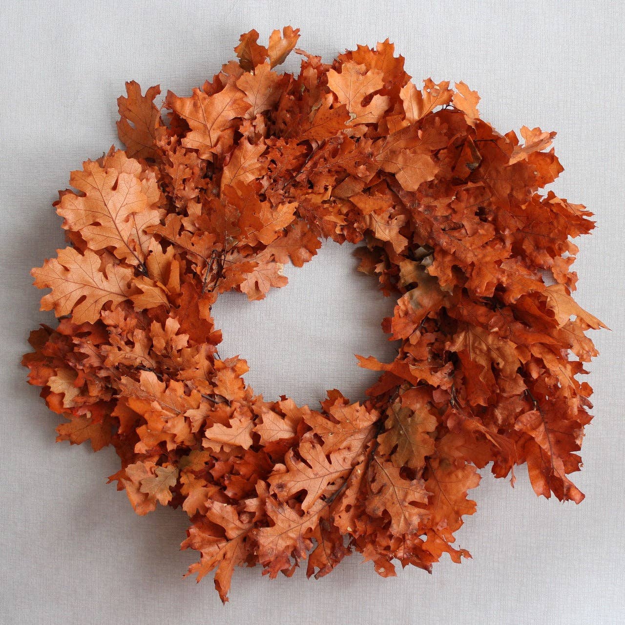 Preserved Oak Leaves Wreath 24" Orange
