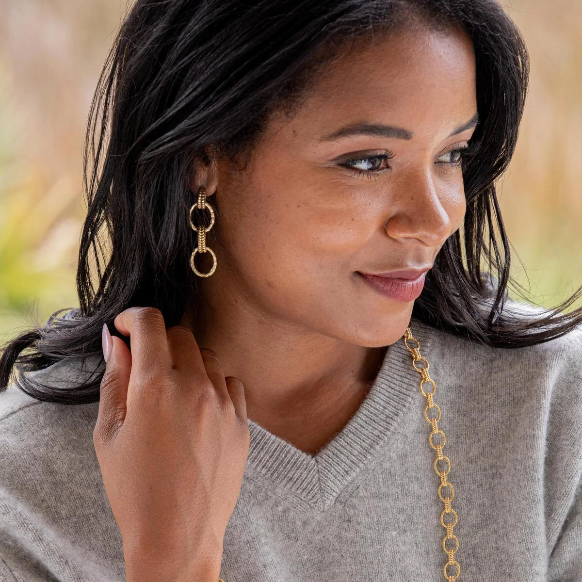 Cleopatra Regal Double Link Earrings