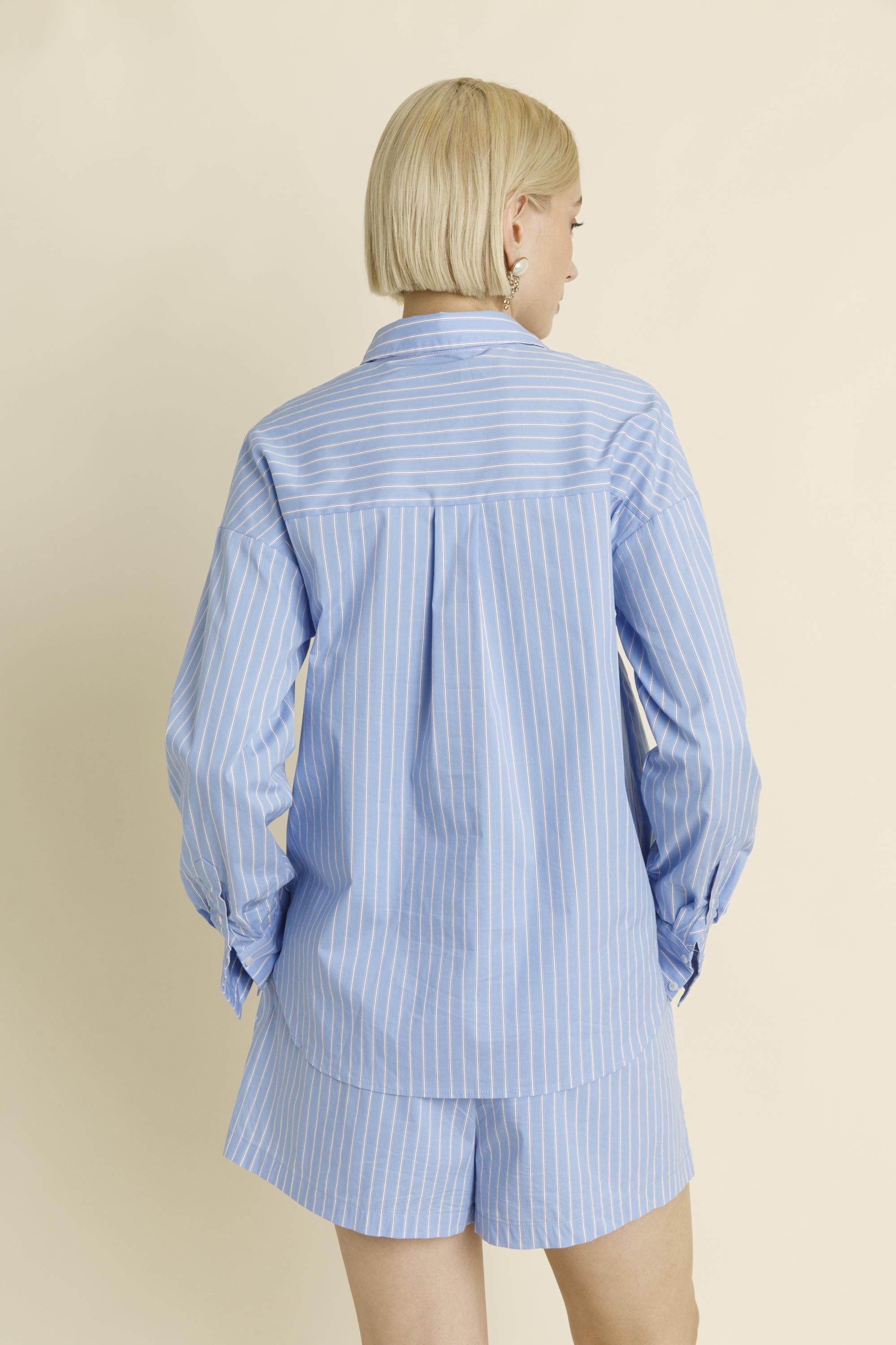 Long Sleeve Blue Striped Shirt