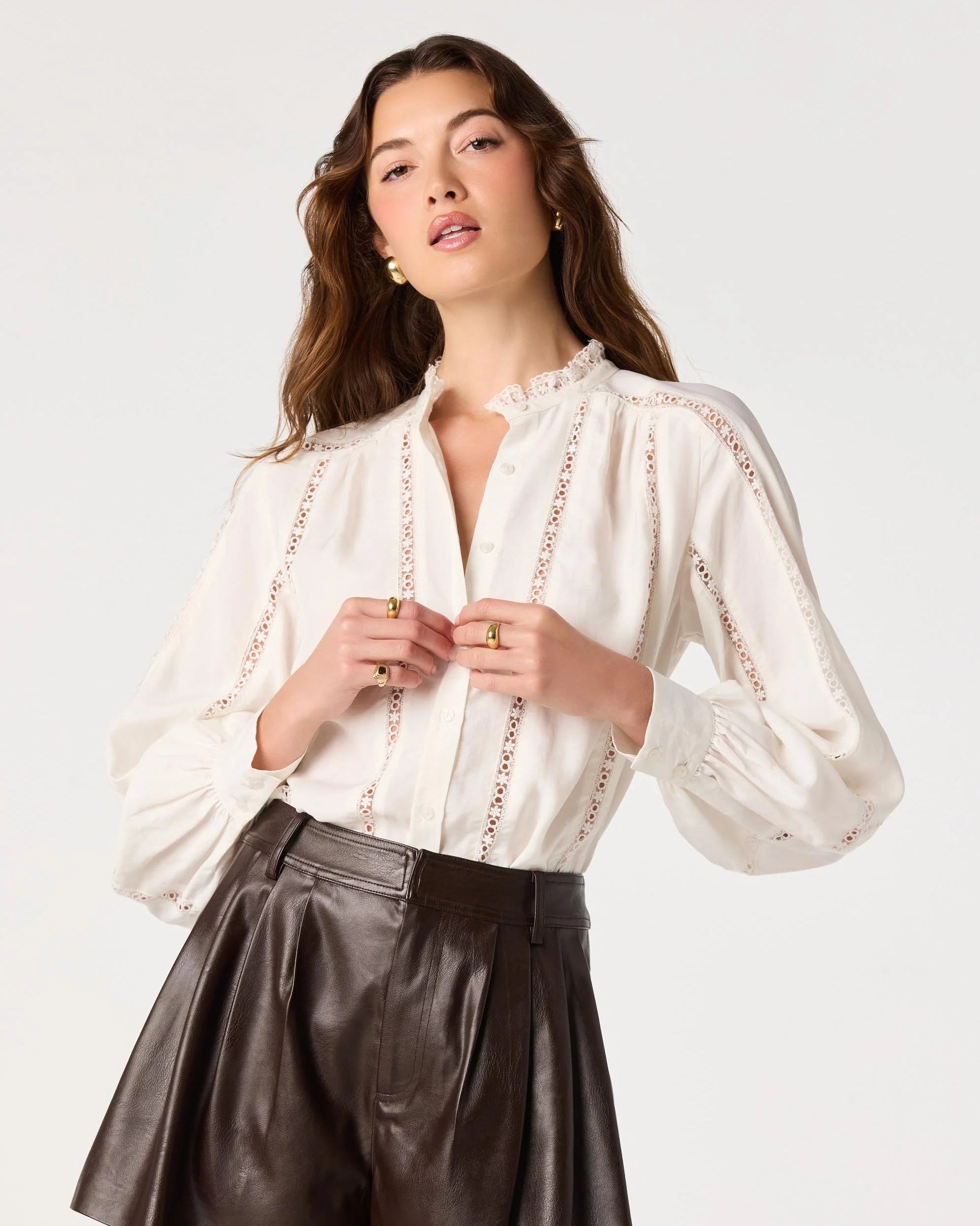 Edith Eyelet Trim Top