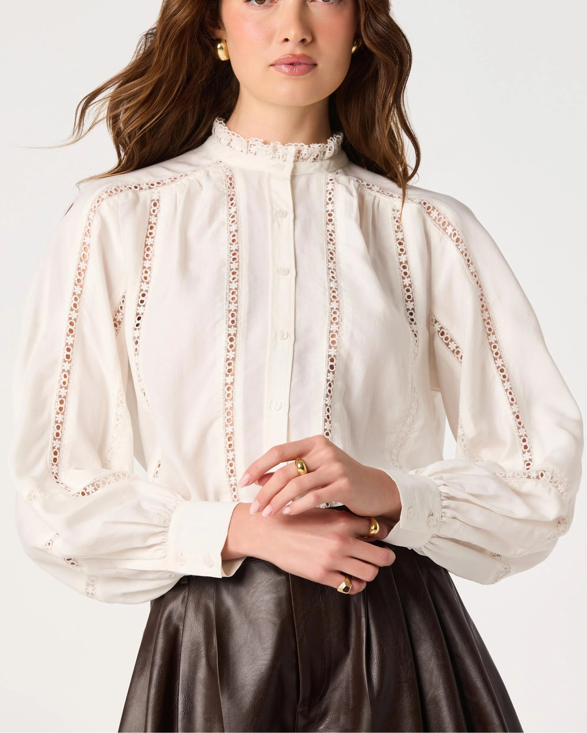 Edith Eyelet Trim Top