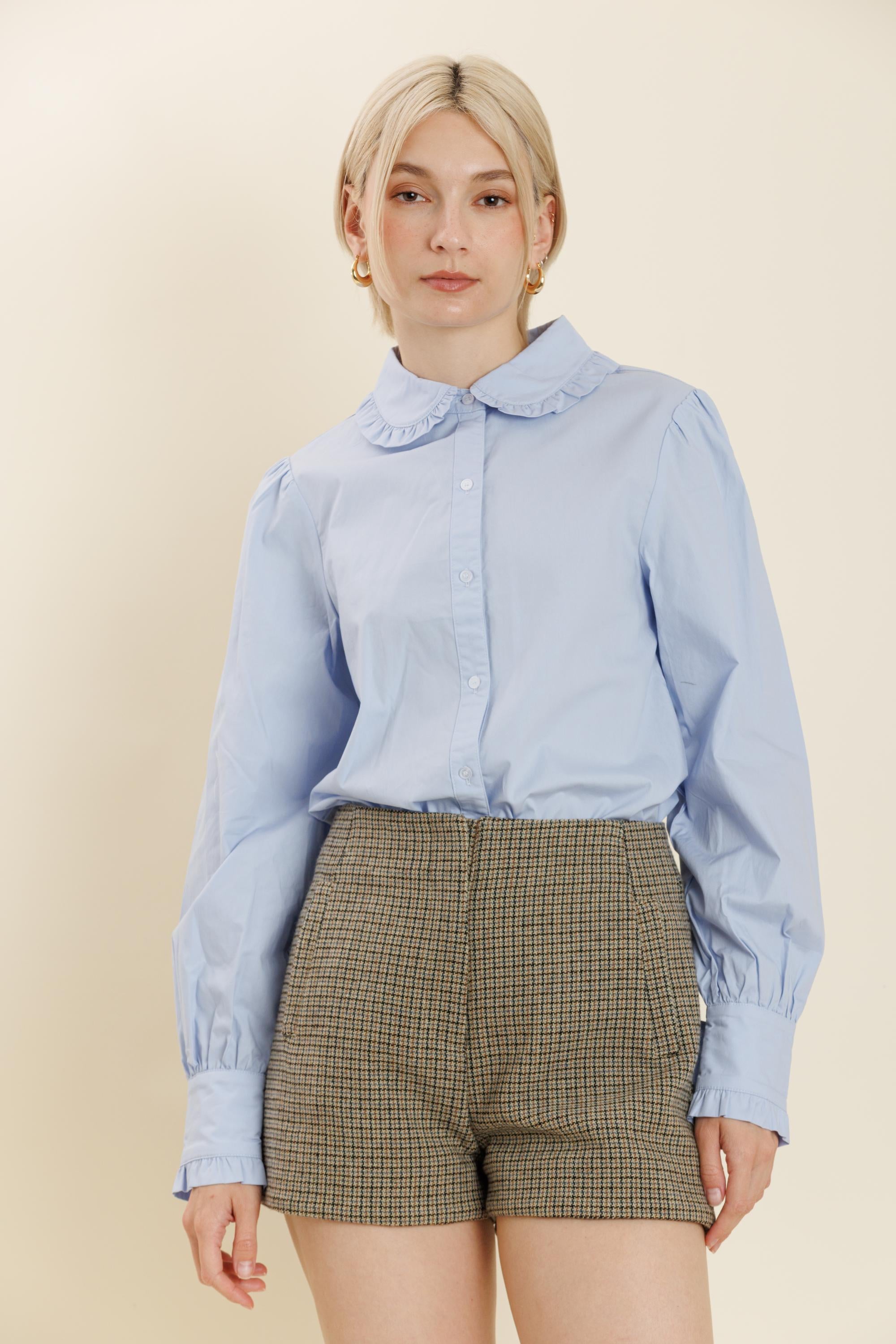 Ruffle Button Down Shirt