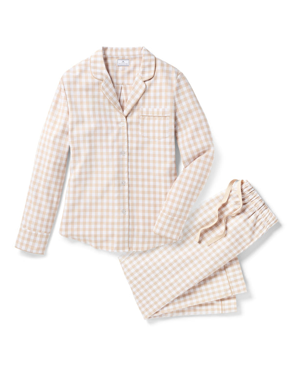 Women's Twill Pajama Set in Camel Gingham