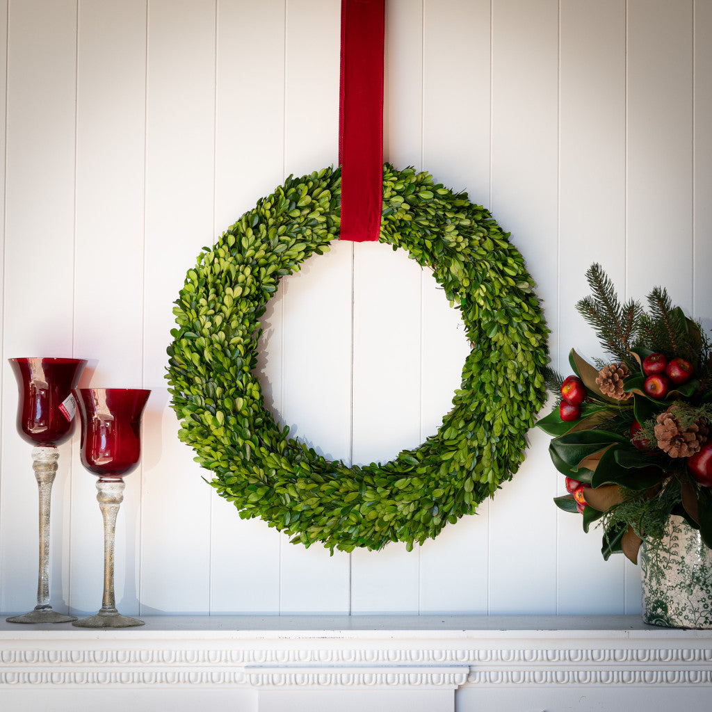 Preserved Boxwood Country Manor Round Wreath 24"