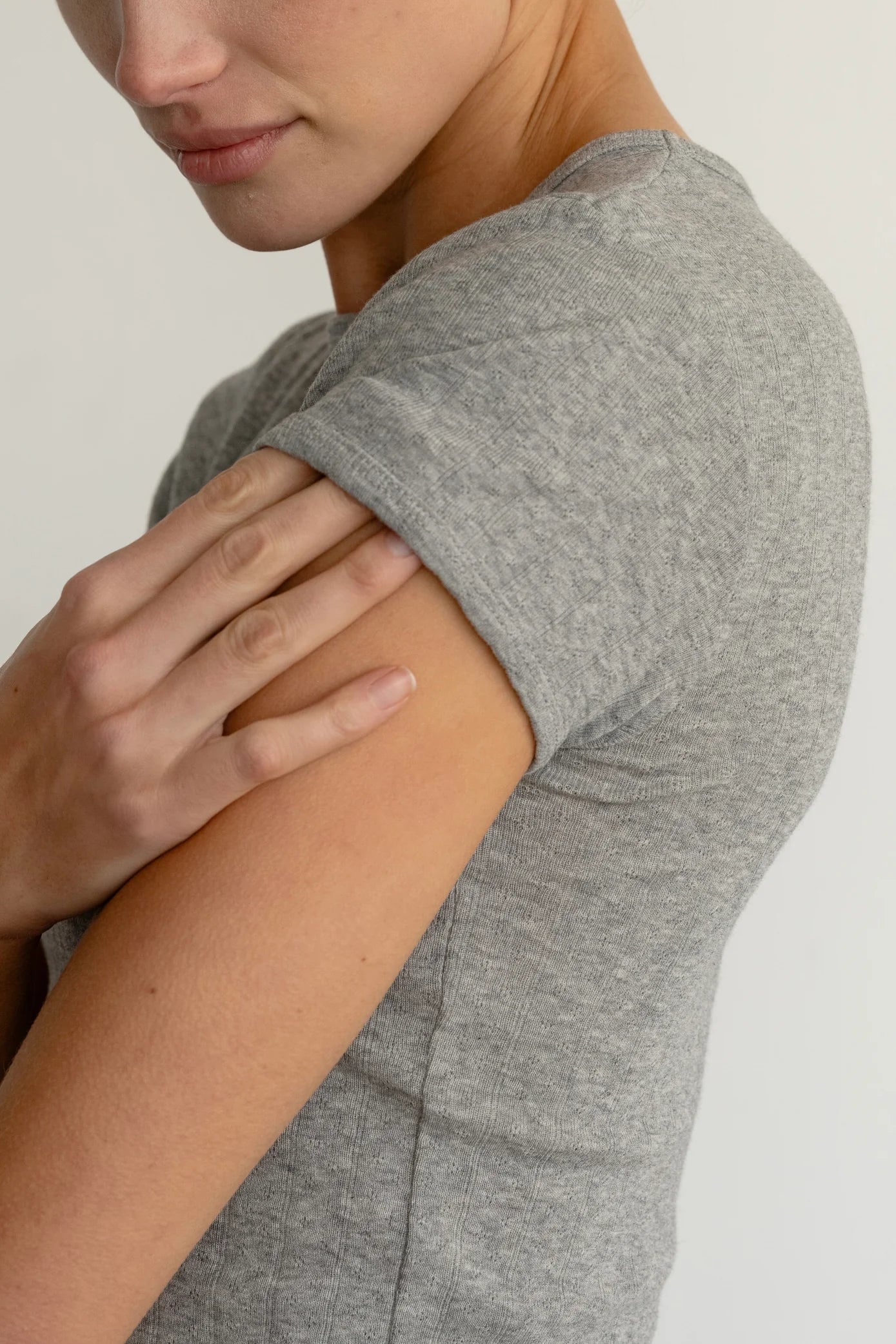 The Grey Pointelle Baby Tee