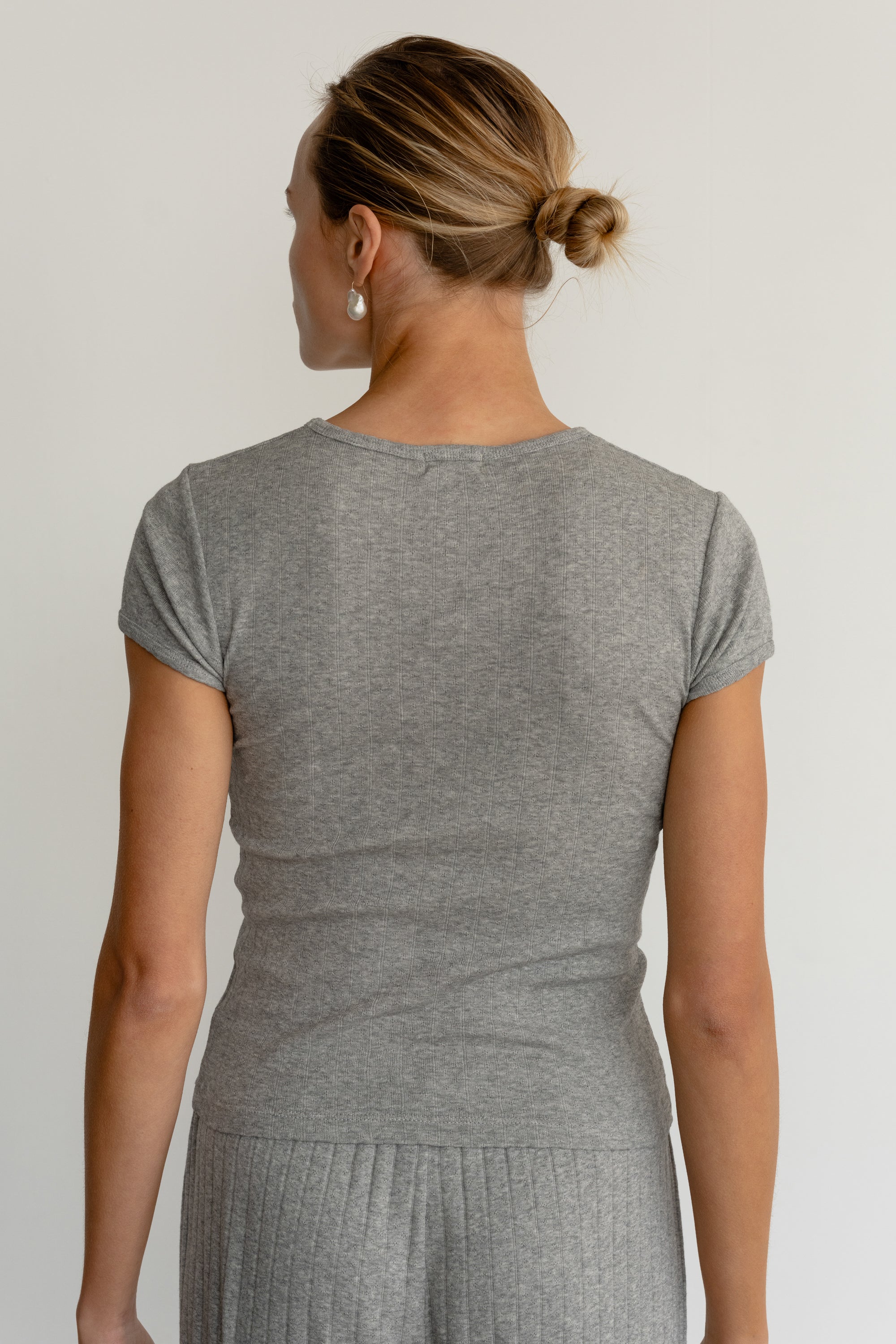 The Grey Pointelle Baby Tee