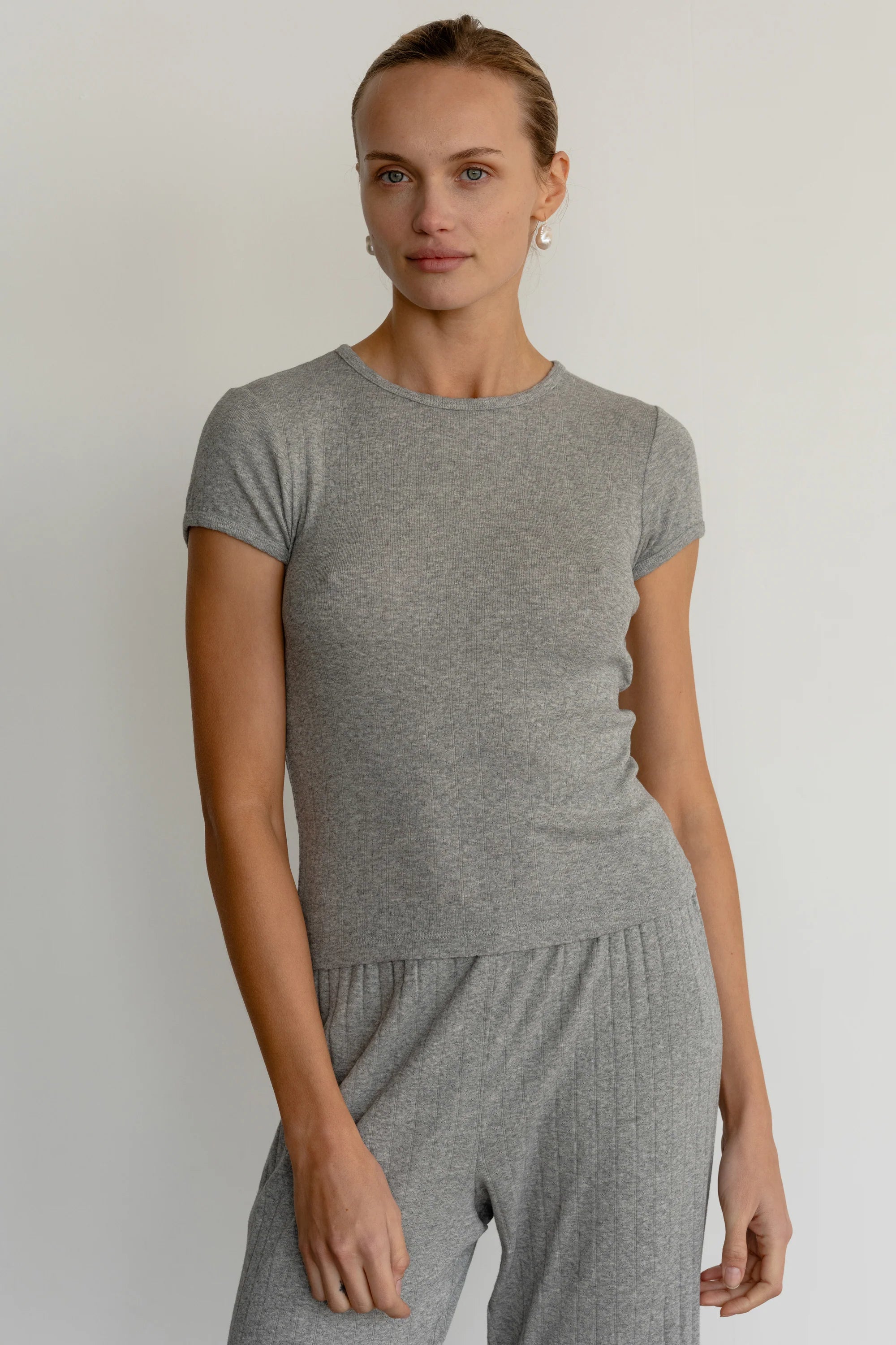 The Grey Pointelle Baby Tee