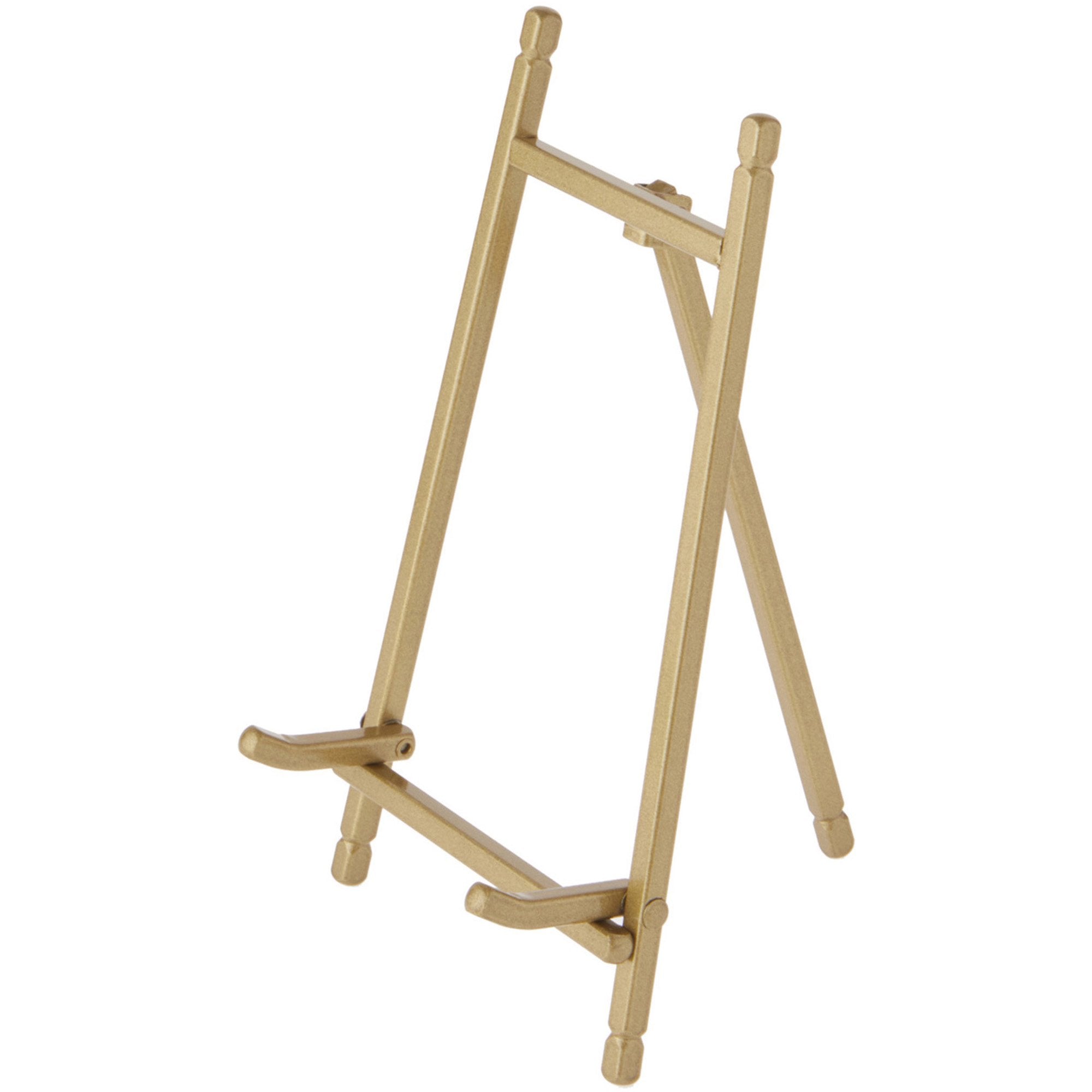 Satin Metal Easel, 7" H X 4.25" W X 4.5" D Gold