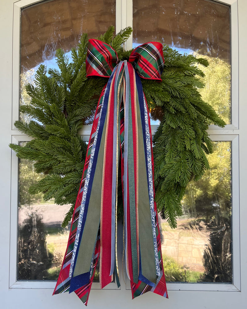 Blue Christmas Wreath Ribbon