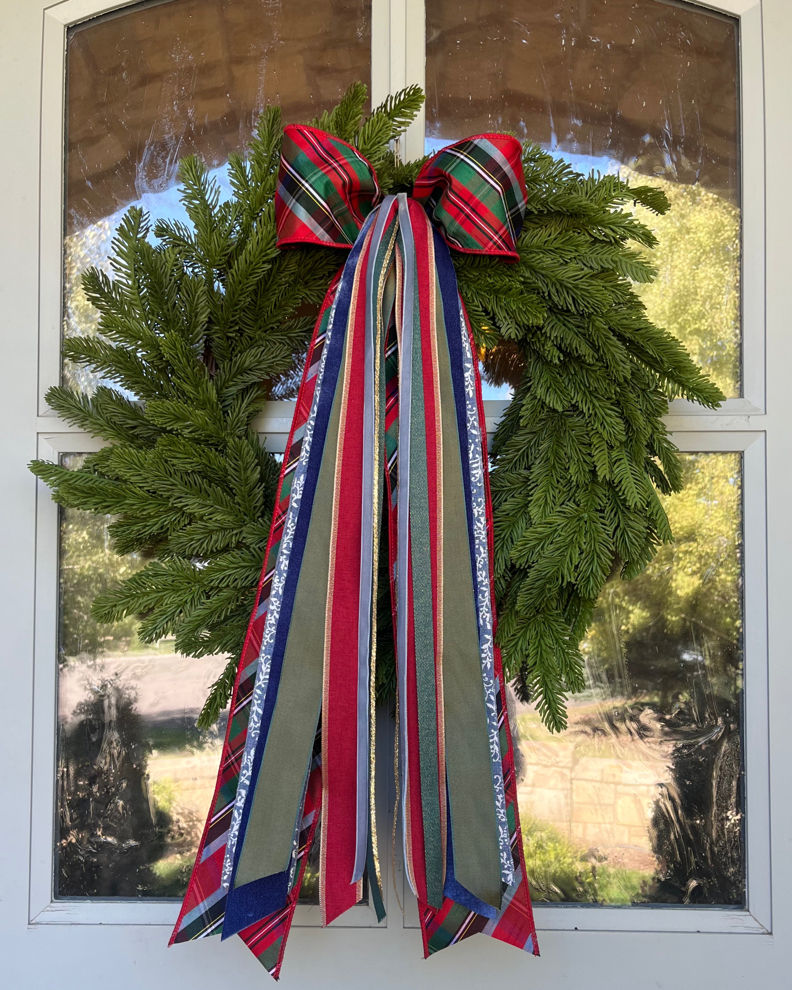 Blue Christmas Wreath Ribbon