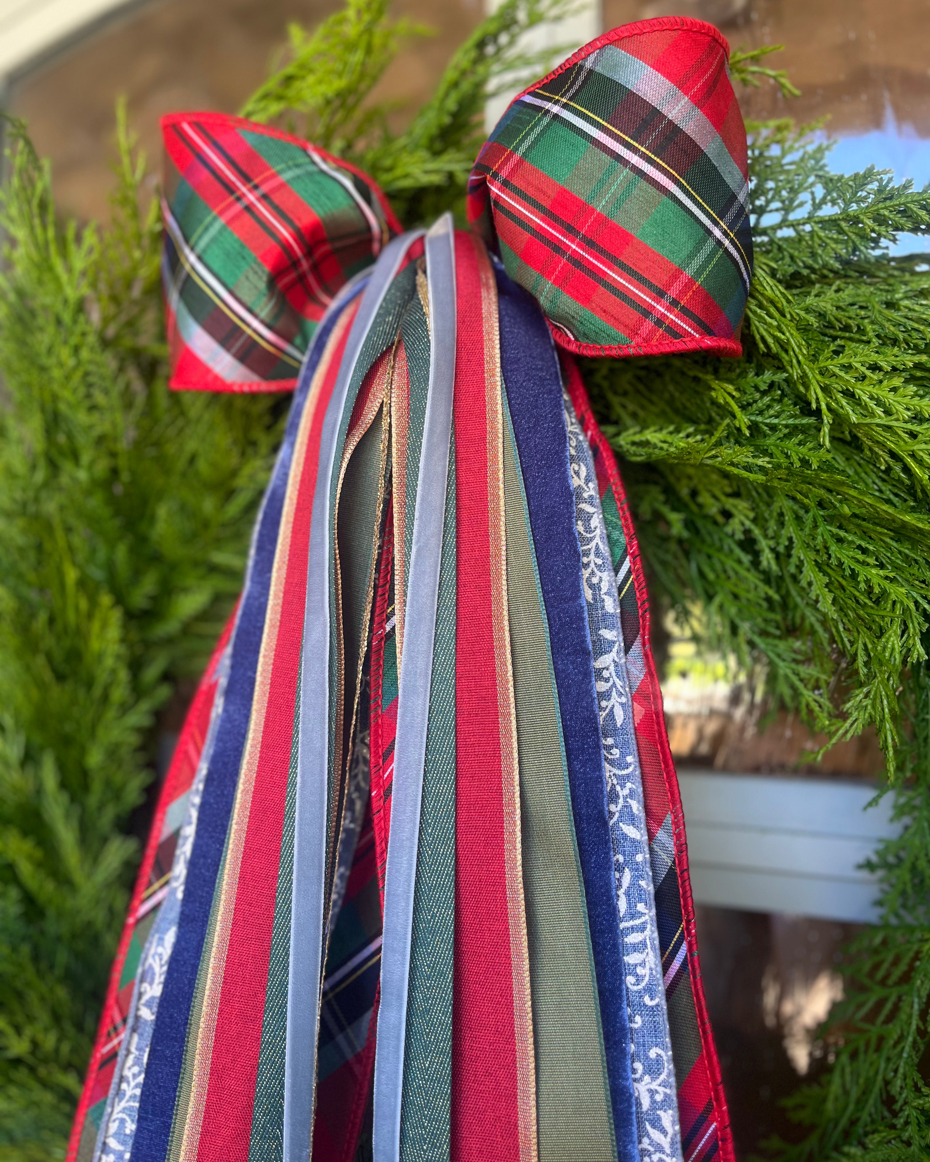 Blue Christmas Wreath Ribbon