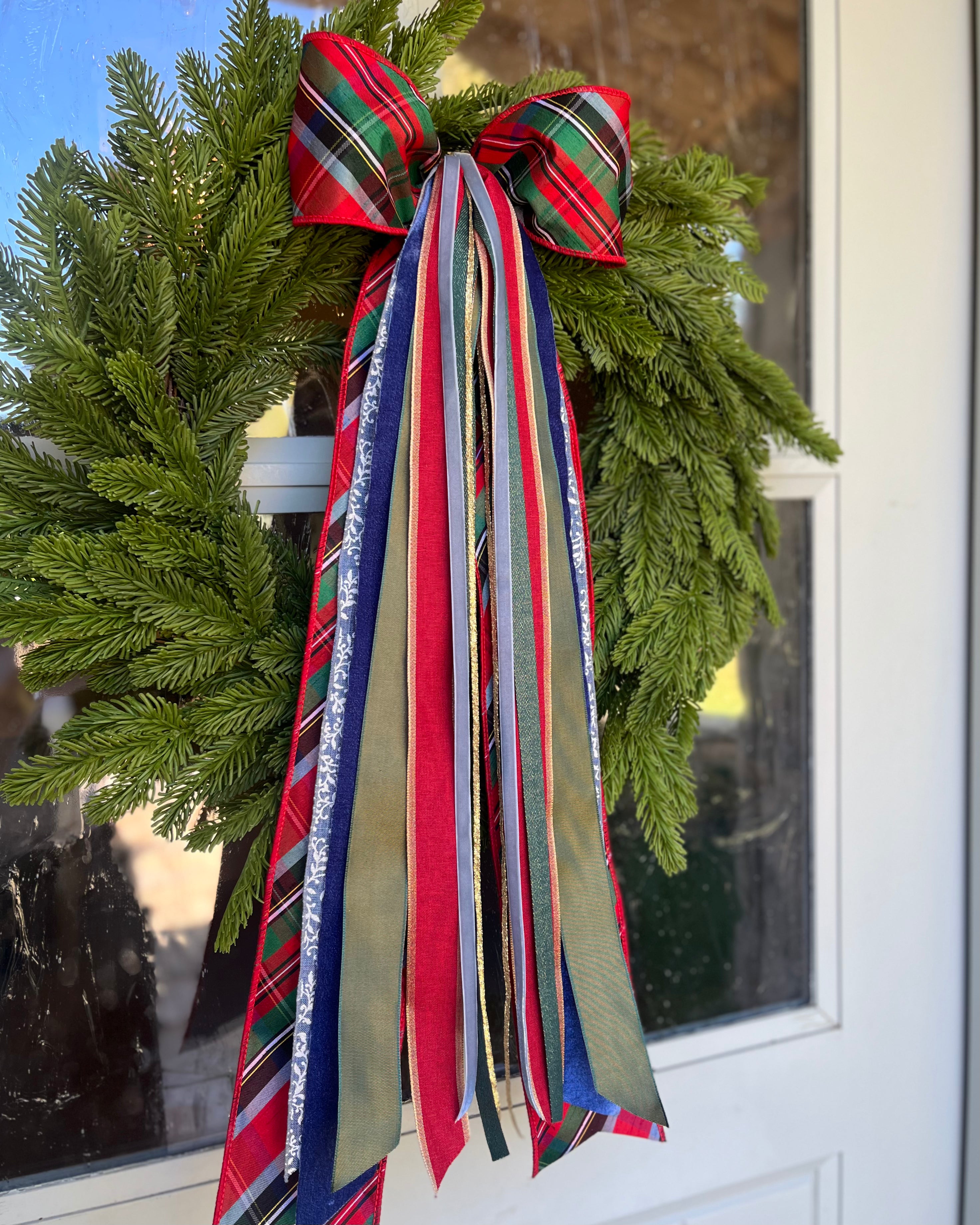 Blue Christmas Wreath Ribbon