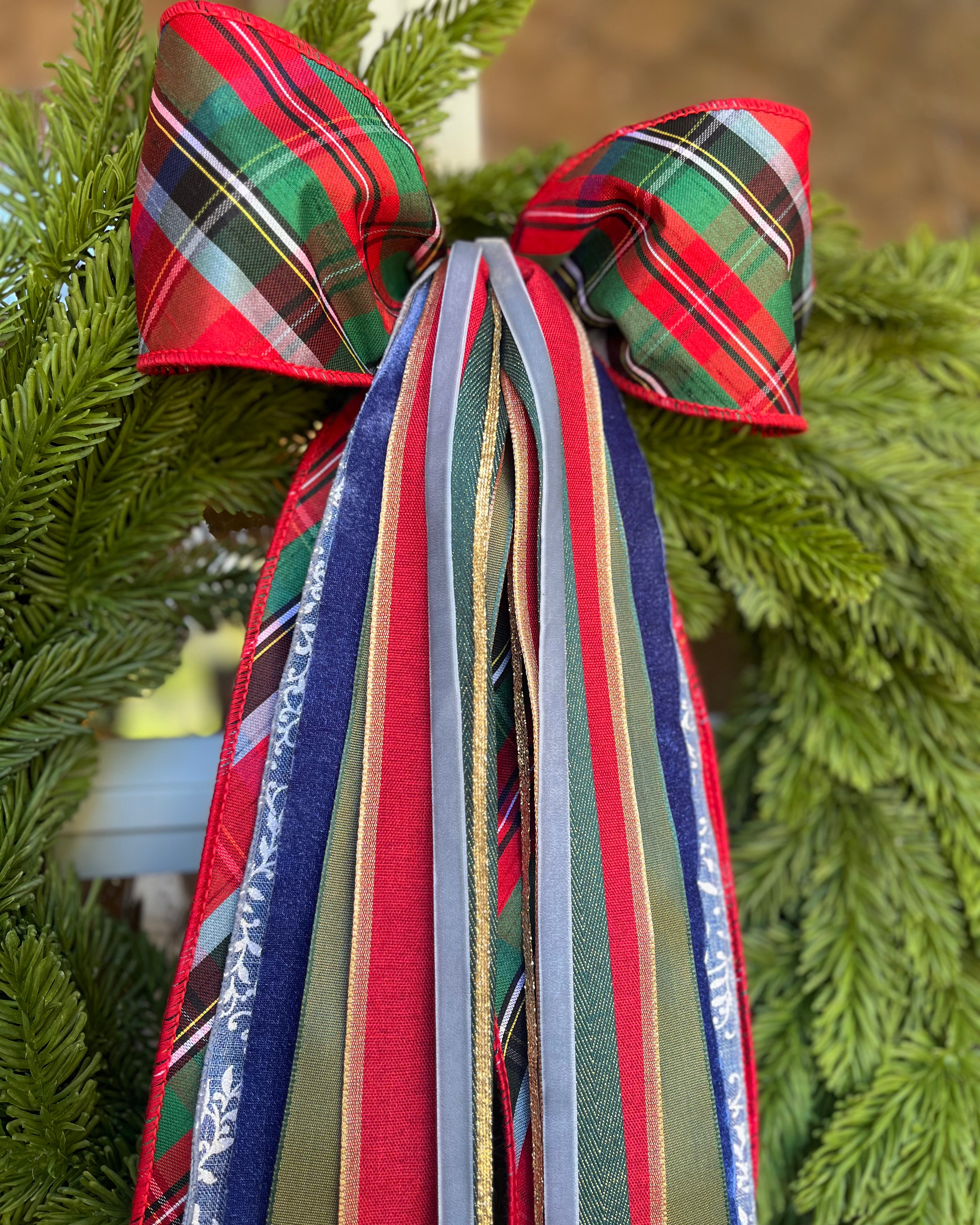 Blue Christmas Wreath Ribbon