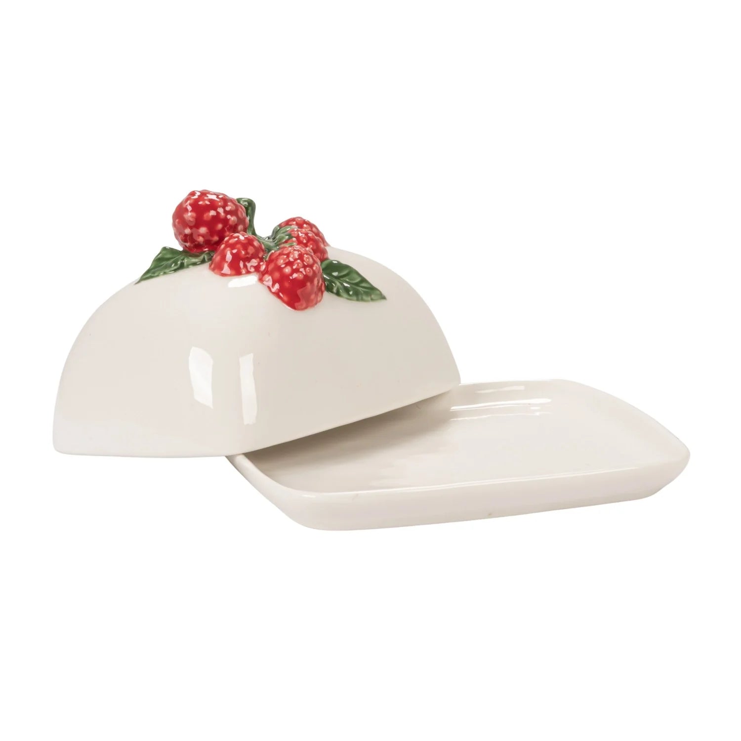 Raspberry Stoneware Butter Dish