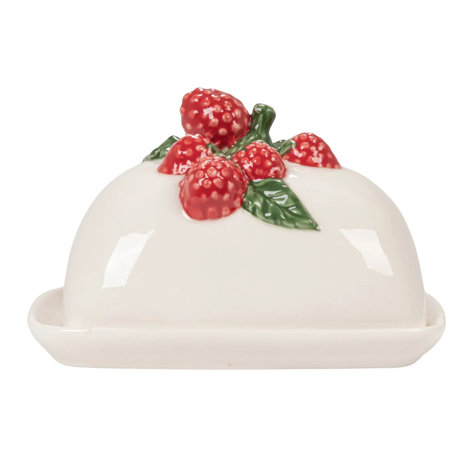 Raspberry Stoneware Butter Dish